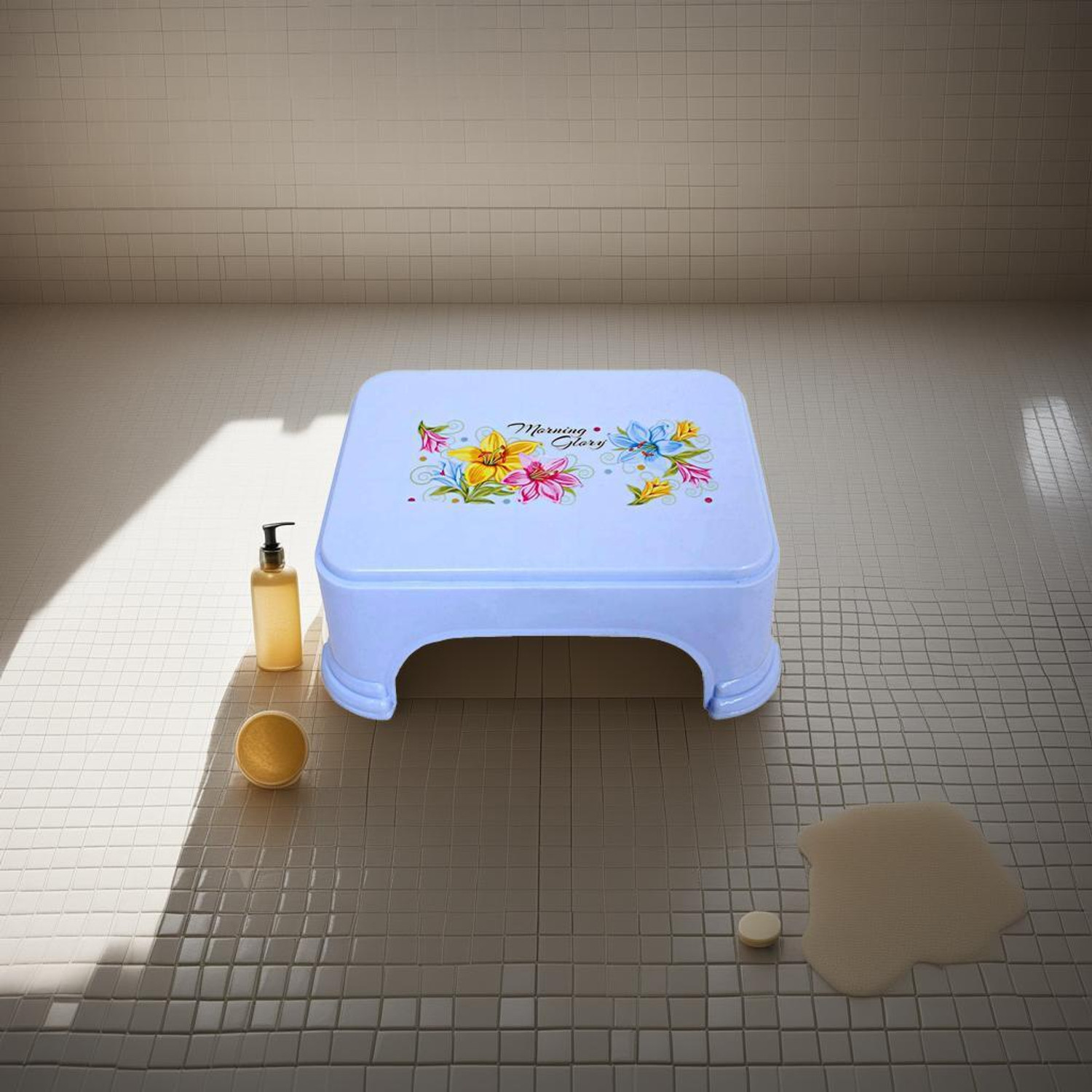 Image of KUBER INDUSTRIES Plastic rectangular Bathroom Patla /Stool (Blue)-CTKTC1937 Stool