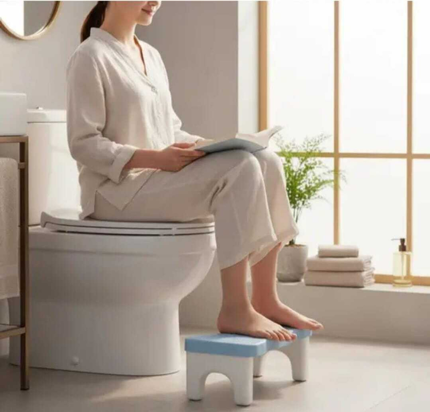 Image of Extrawish Bathroom Toilet Step Stool with Massage Rollers 18 cm Height Foldable Bathroom Stool
