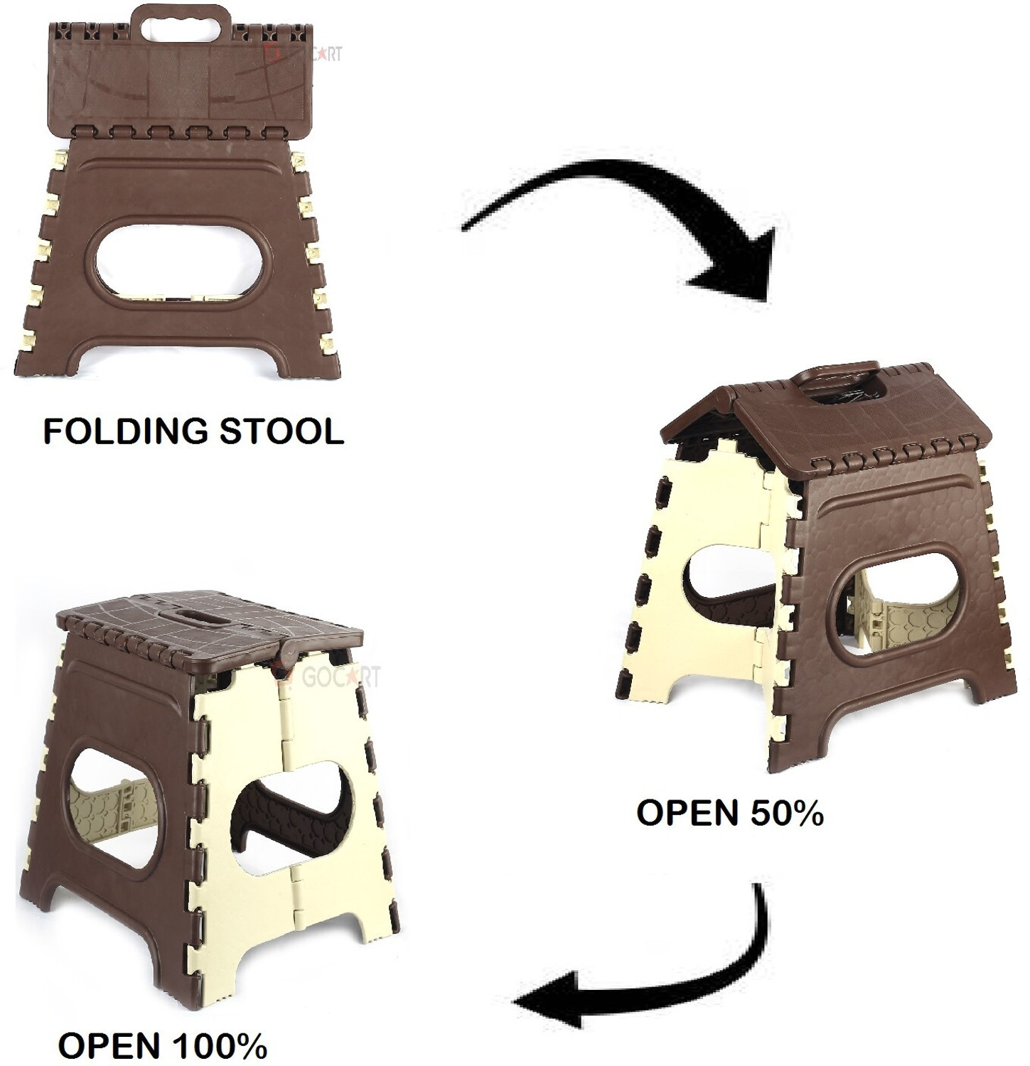 Image of GOCART 12 Inches Super Strong Folding Step Stool for Adults and Kids, Kitchen Stepping Stools, Garden Step Stool Kitchen Stool