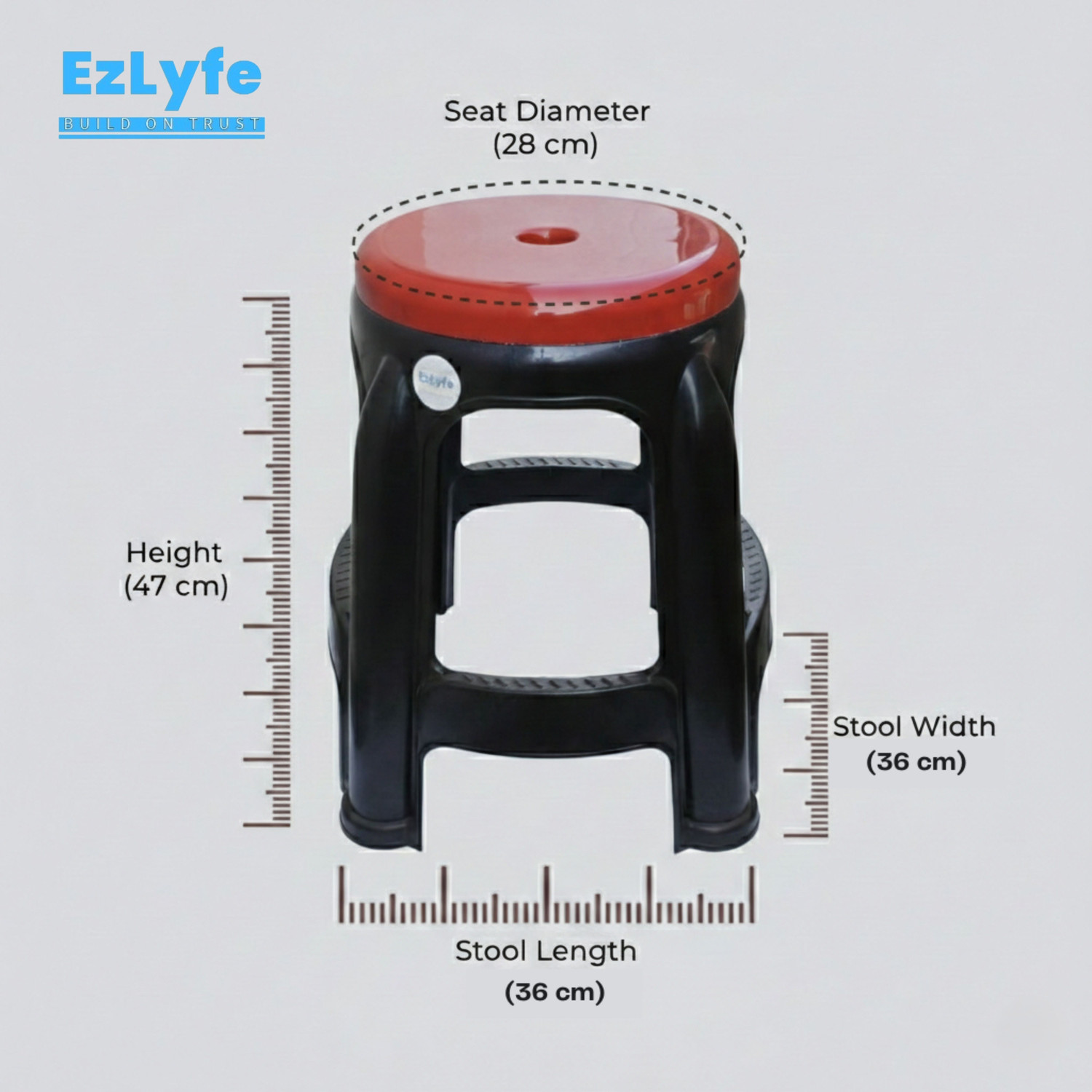 Image of EzLyfe Pack of 2 MultiUse Heavy Duty Plastic Stool Set Outdoor & Cafeteria Stool