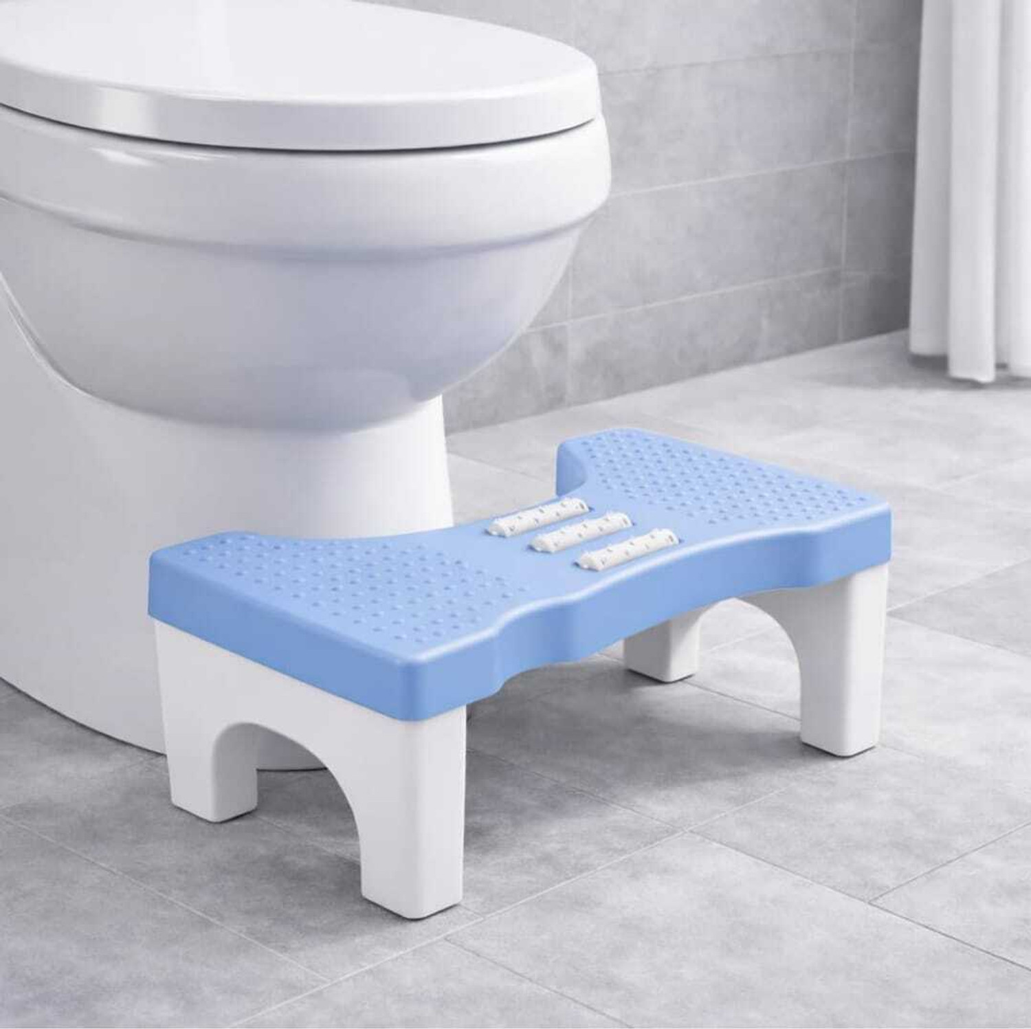 Image of Extrawish Bathroom Toilet Step Stool with Massage Rollers 18 cm Height Foldable Bathroom Stool