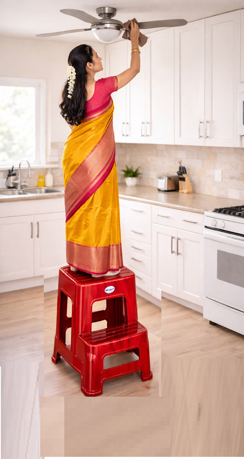 Image of SRI GAYATHRI POLYMERS Heavy Duty Plastic Two Step Stool for Kitchen,Bathroom&Home|Multipurpose stool Living & Bedroom Stool