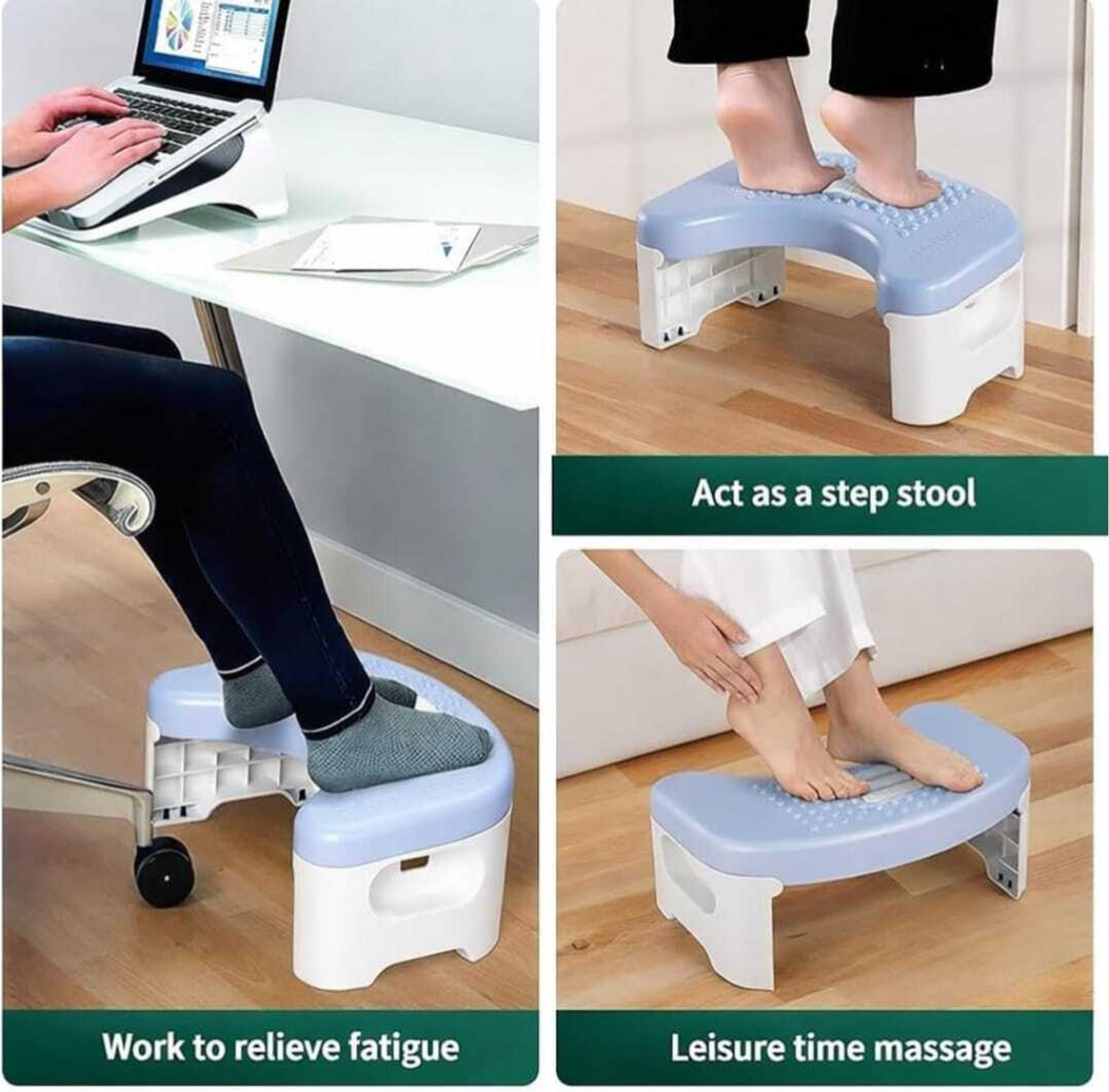 Image of Extrawish Bathroom Toilet Step Stool with Massage Rollers 18 cm Height Foldable Bathroom Stool