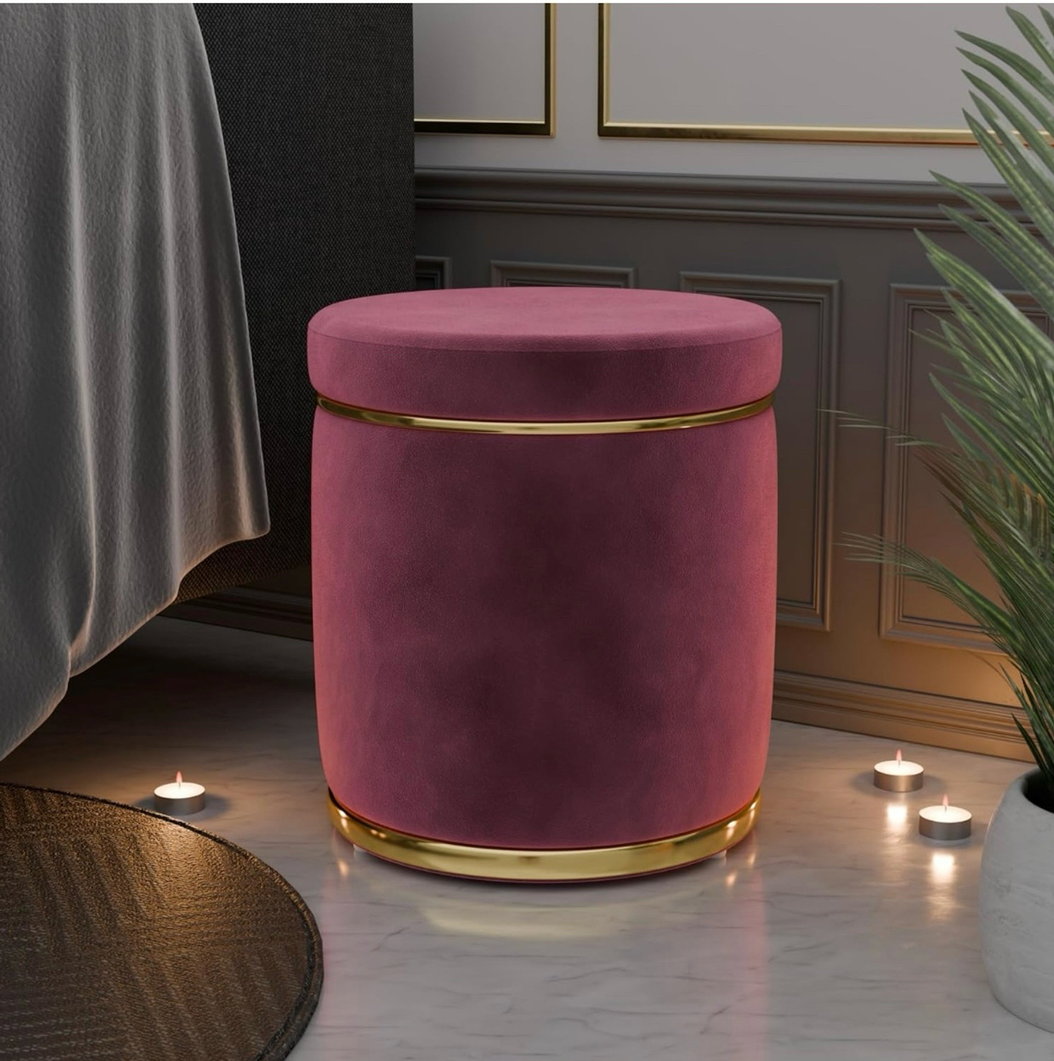 Image of Access craft Access Craft Ottoman Pouffes Stool for Living Room Sitting Stool(Pink) Stool