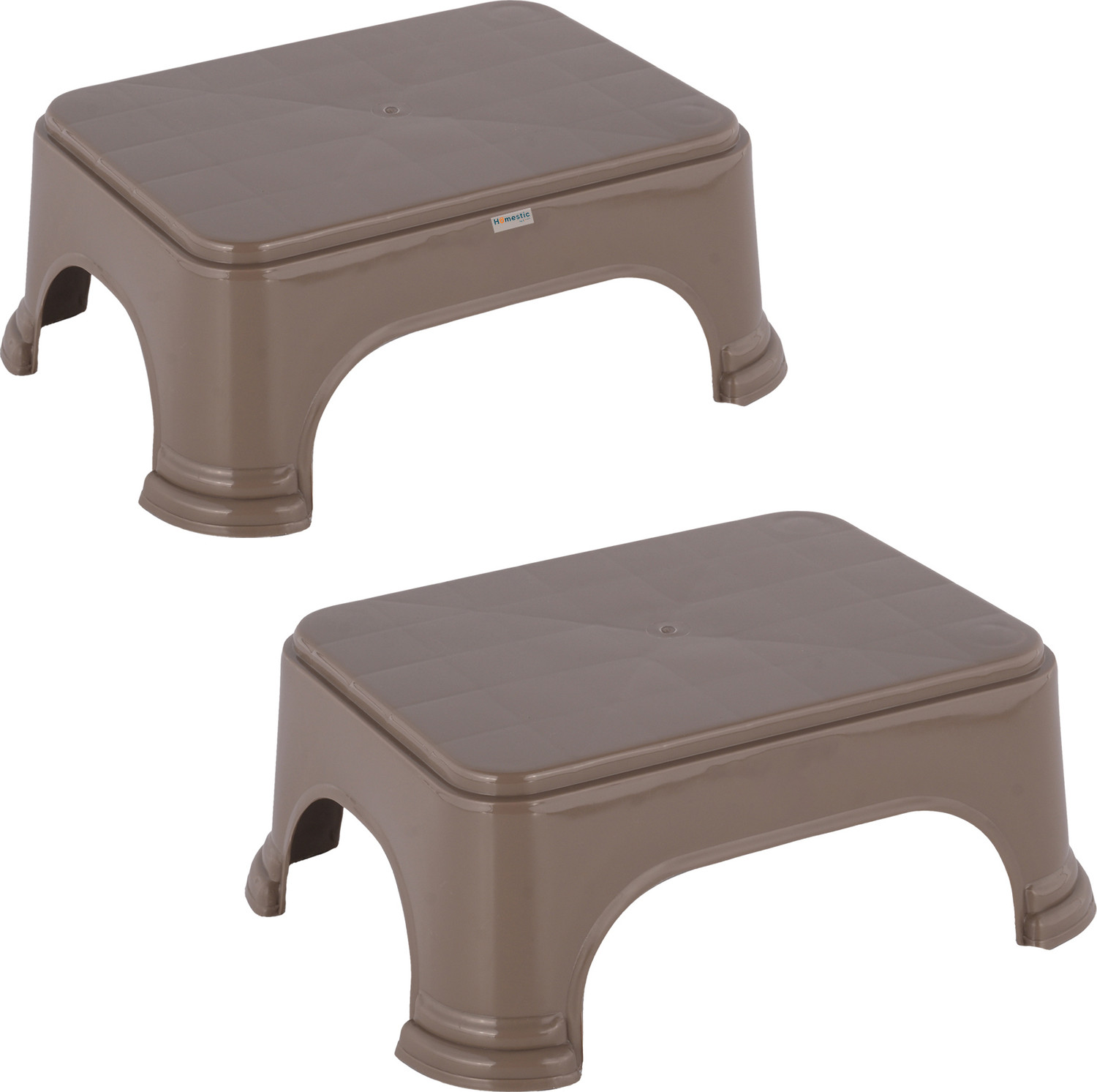 Image of HOMESTIC Pack of 2 Durable Bathroom Stool for Bathing for Home | Plain - Brown Stool