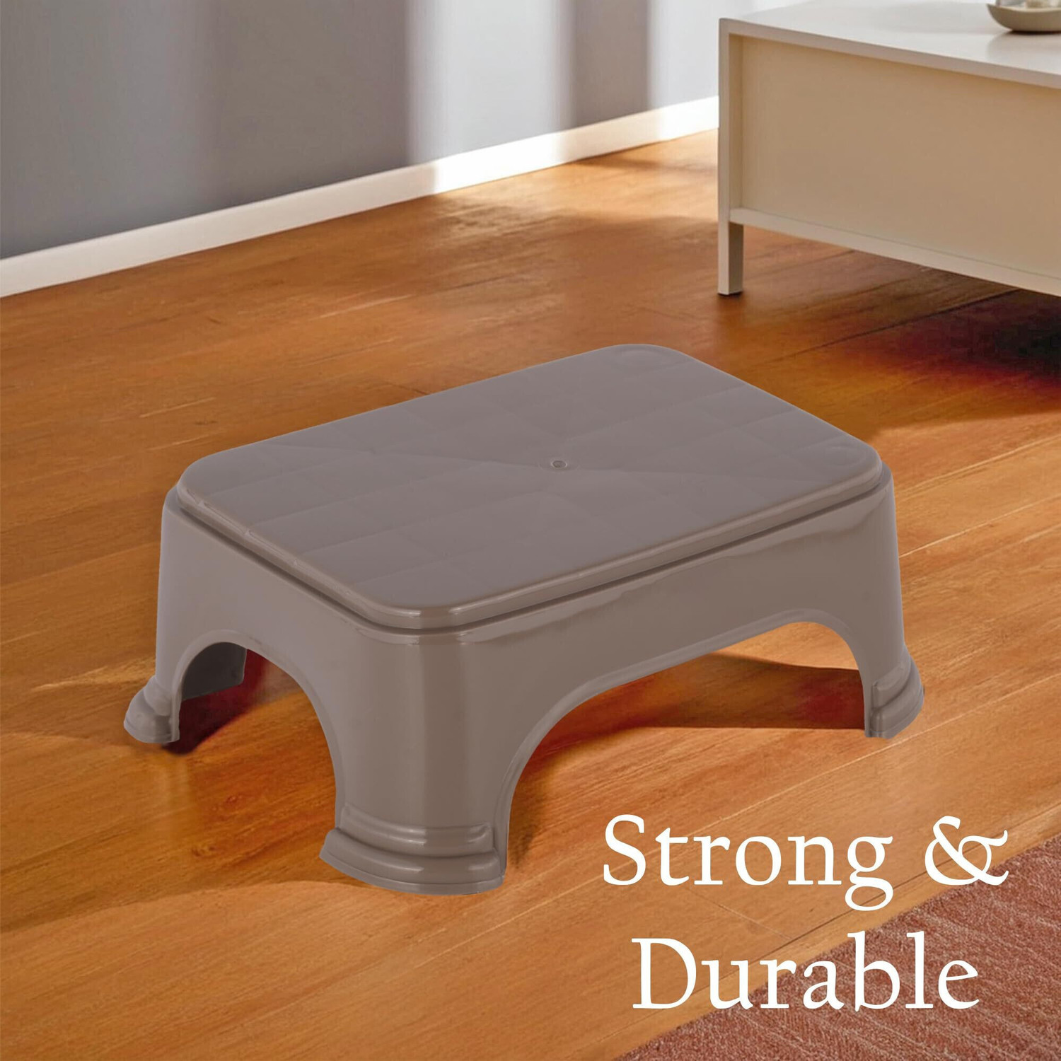 Image of HOMESTIC Pack of 3 Durable Bathroom Stool for Bathing for Home | Plain - Brown Stool