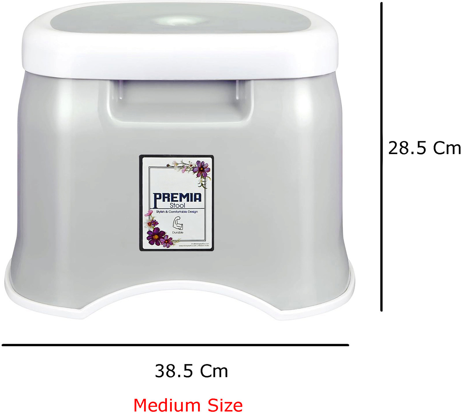 Image of AK HUB Sitting Stool | Stool for Indoor Or Outdoor | Stool for Office & Home | Grey Bathroom Stool