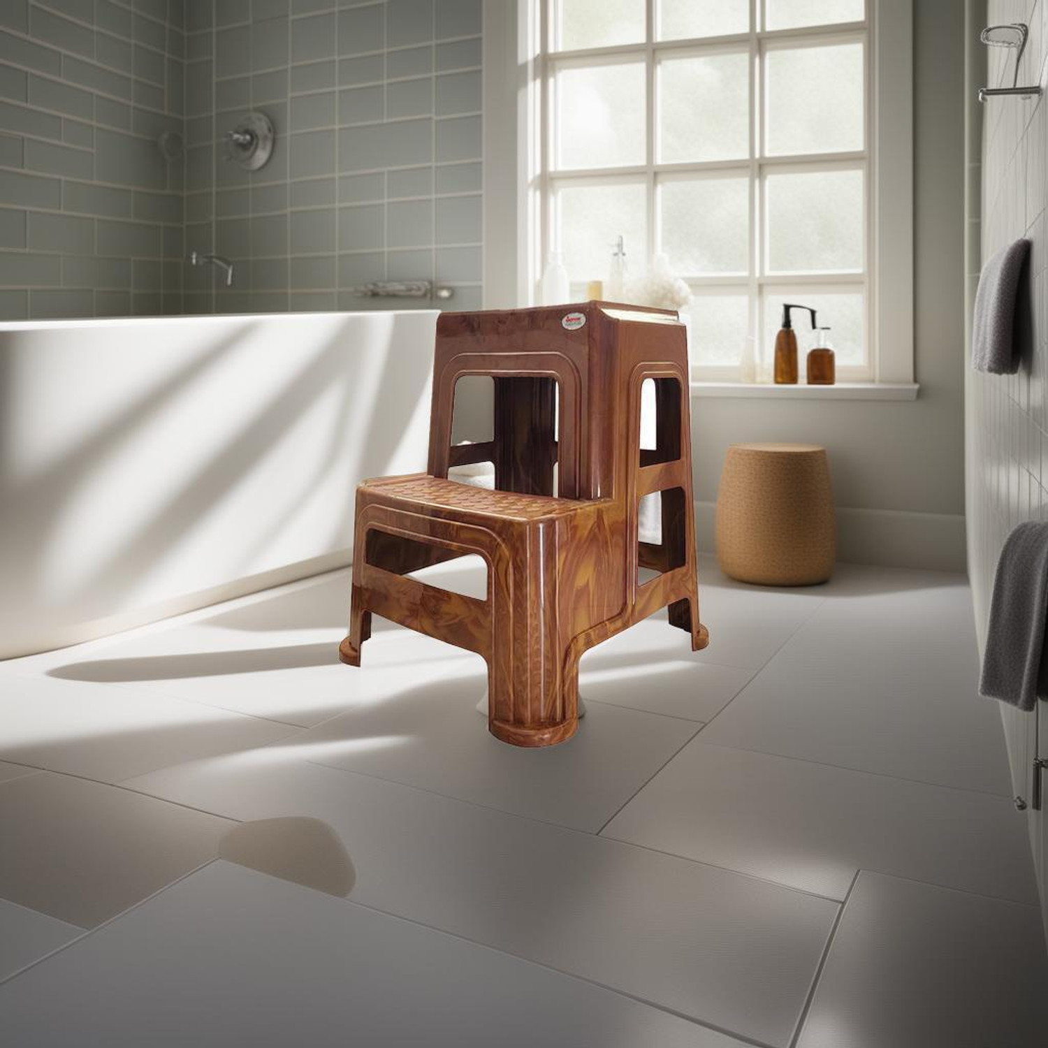 Image of Furniture Yard Supreme Multi-Purpose Stepper Stool for Home Kitchen Office Bathroom Use Living & Bedroom Stool