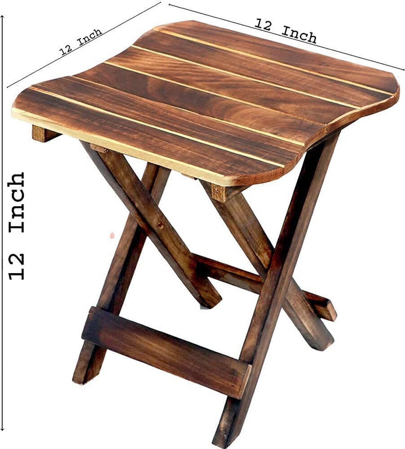 Image of etiquette art Wooden Folding Side Table - Antique Handmade Foldable Coffee Table Engineered Wood Coffee Table