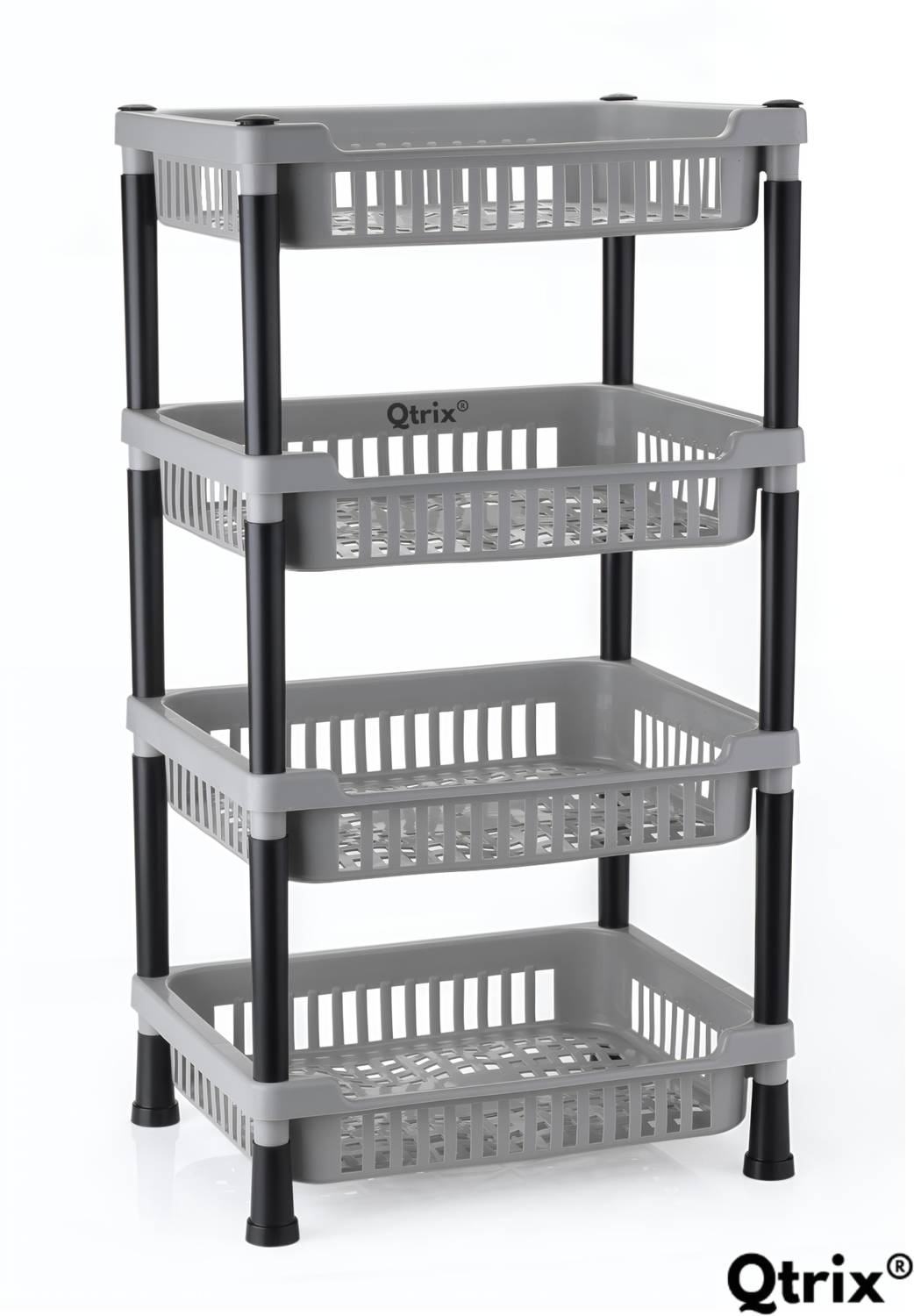 Qtrix 4-Layer Kitchen Trolley Stand/Multipurpose Rack for Storage/Vegetable Trolley Plastic Kitchen Trolley — Kitchen Organizers & Racks