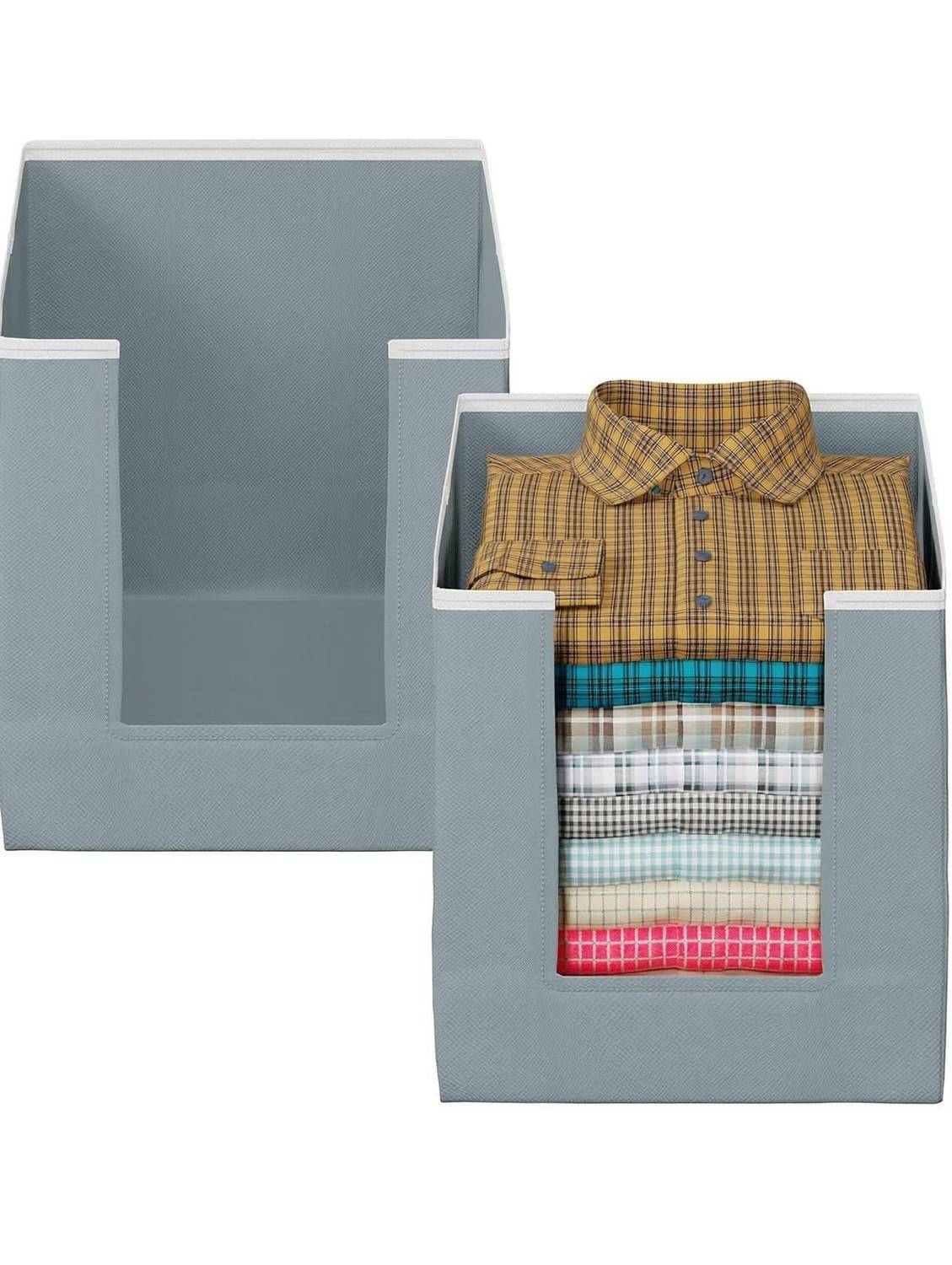 AtNoor Premium Foldable Storage Series FoldEase Window Storage Organizer Box FSB-2026-GRY