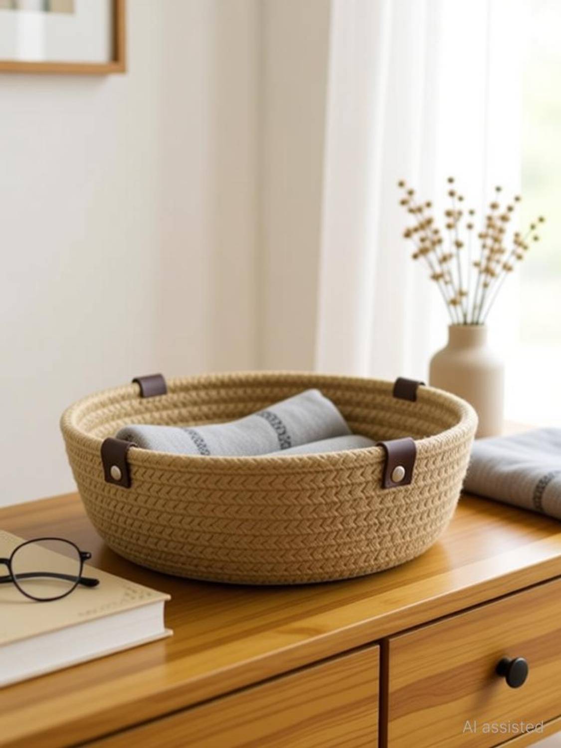 ARTOLOOM Jute 100% Jute Cotton Storage Basket