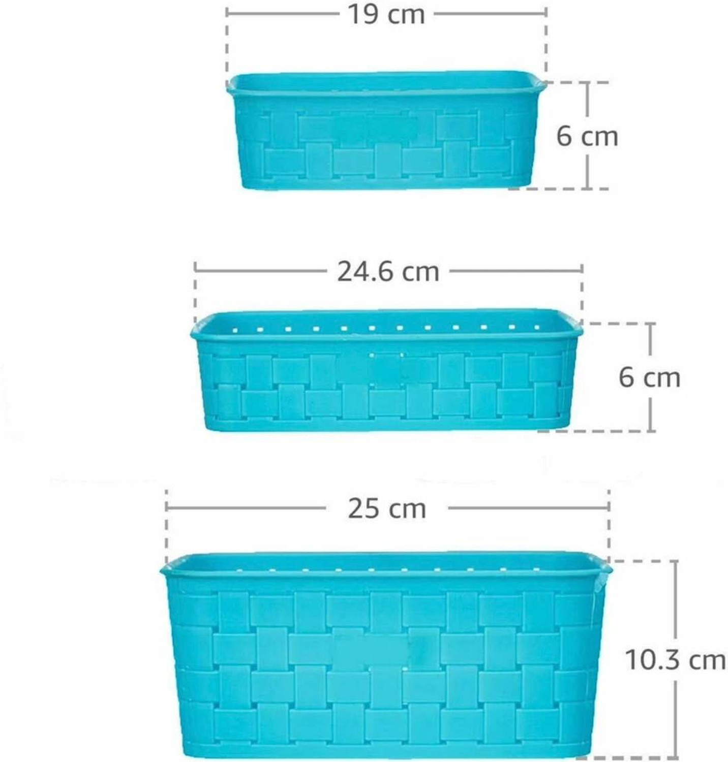 Image of STREPTO Plastic Organizer Baskets for Kitchen, Bathroom & Shelves- Blue Assorted Sizes Storage Basket