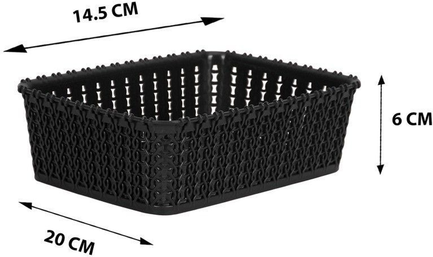 Image of Cutting EDGE Plastic Set of 4 | Mini | Black | Multipurpose Sturdy Woven Storage Baskets Organiser for Kitchen | Office | Stationery | Cosmetics | Accessories Baskets Storage Basket