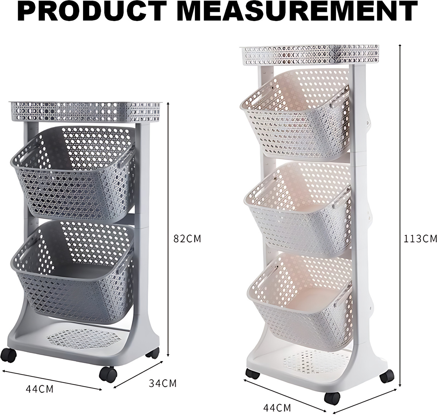 Image of AJAAQI Clab 4 Layers Multipurpose Storage Basket Rack Vegetable with Wheel Plastic Fruit & Vegetable Basket