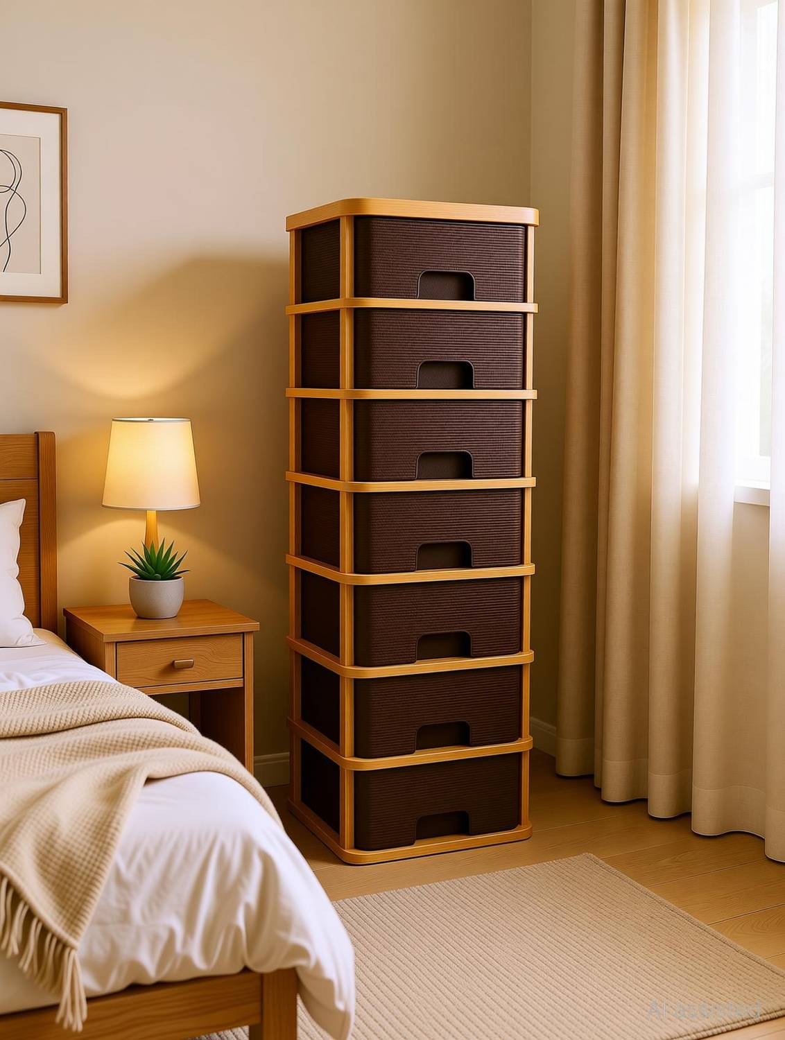 Surety for Safety 7 layer Brown Nakoda Plastic Storage Chest of Drawers Large Stomo Box Drawer Divider