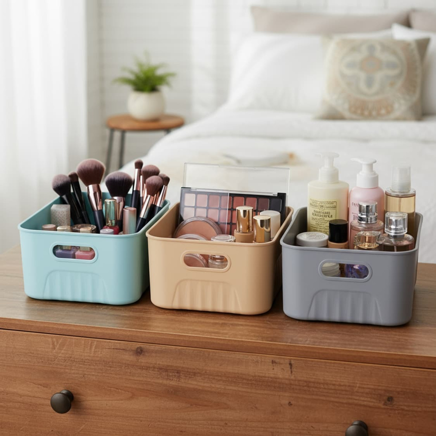 Image of STREPTO Plastic STREPTO MODEN BASKET SET FOR MULTIPURPOSE (PACK OF 3) Storage Basket