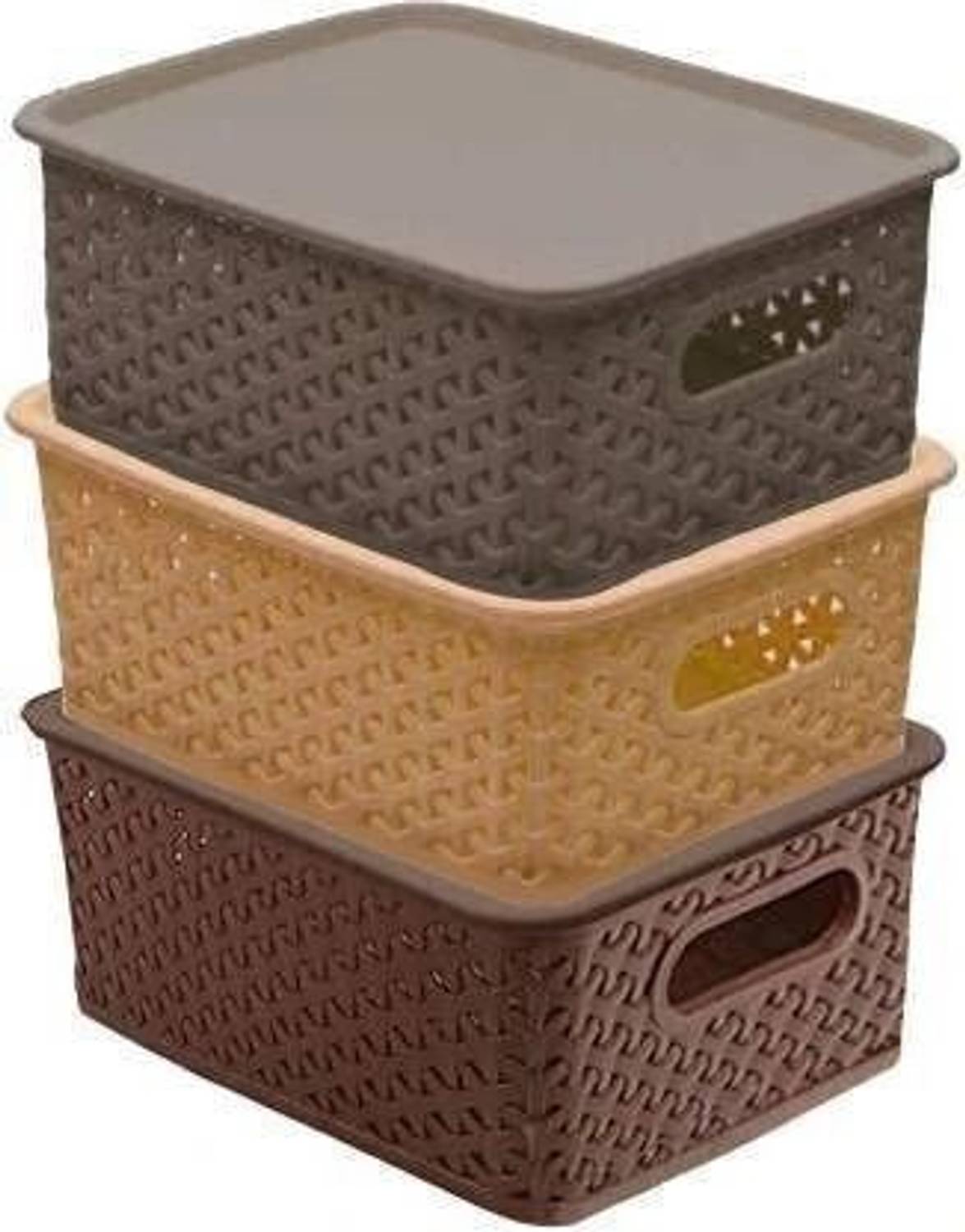 HANGERILLA Plastic Washable and Rust Proof Plastic Storage Box Set for Kitchen Countertop Storage Basket