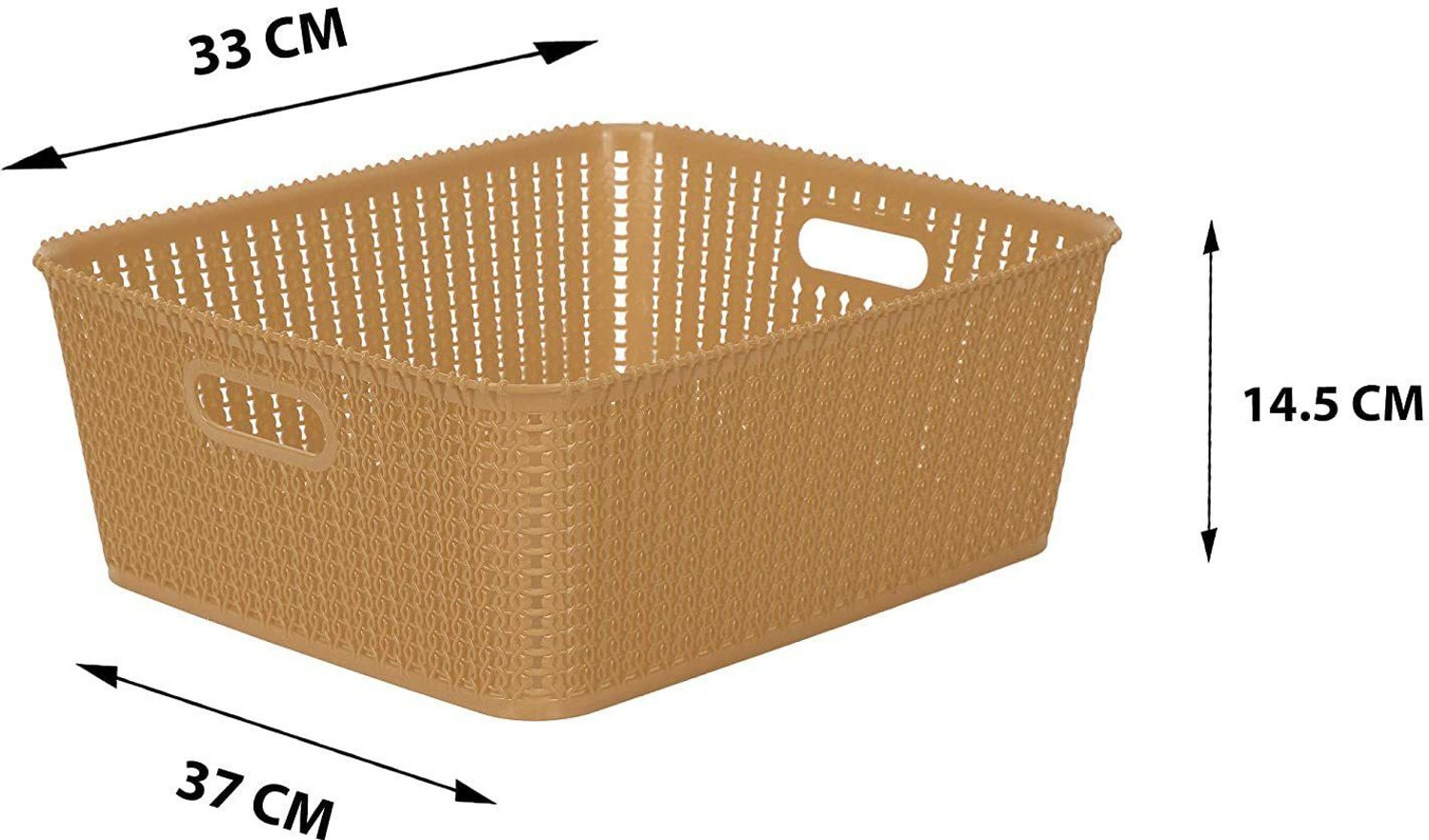Image of Cutting EDGE Plastic Set of 4 | Large | Beige | Multipurpose Sturdy Woven Storage Baskets Organiser for Kitchen | Office | Stationery | Cosmetics | Accessories Baskets Storage Basket