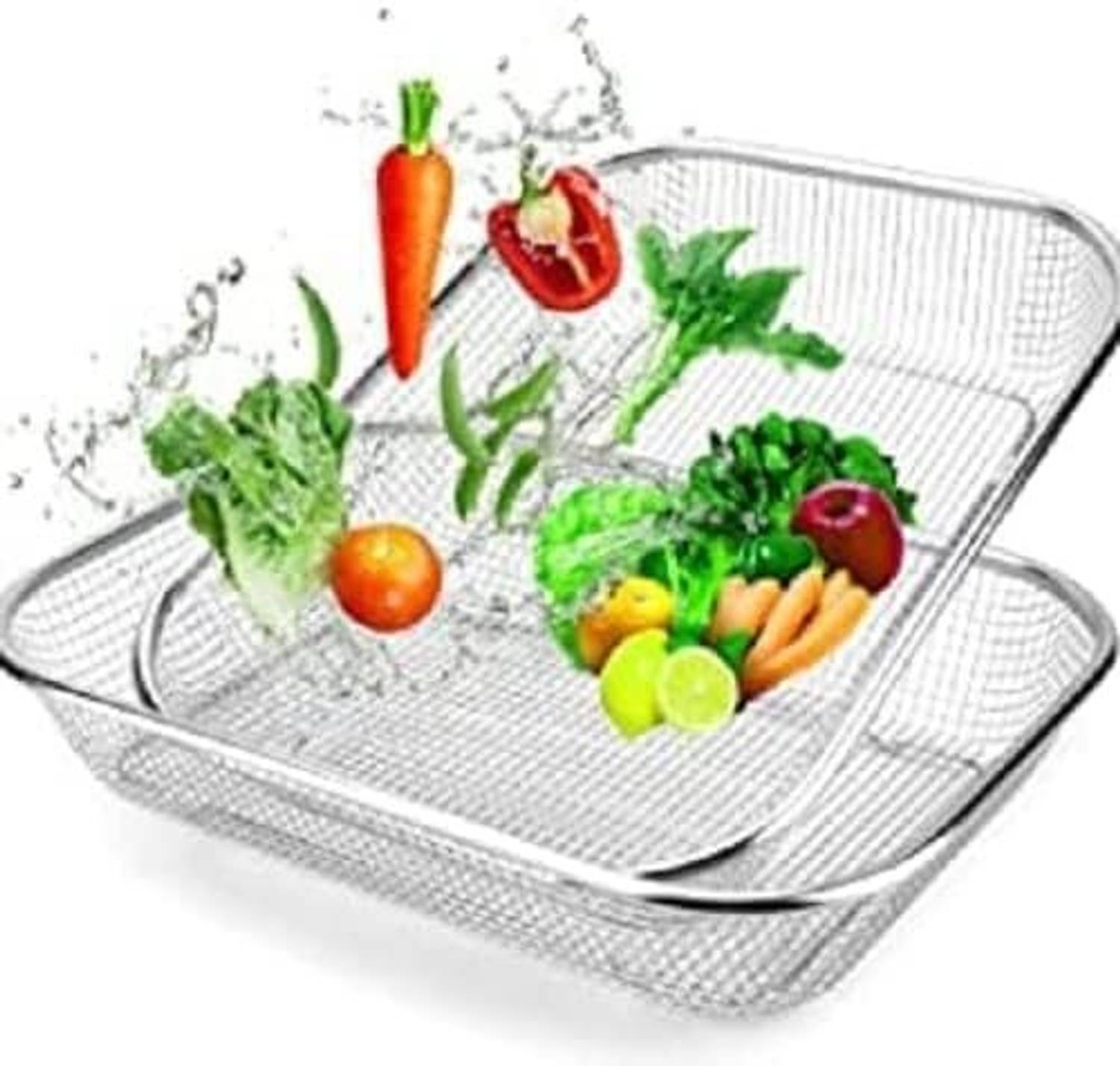 Akshify Stainless Steel Big Drain Basket – Heavy-Duty Kitchen Sink Strainer Collapsible Strainer