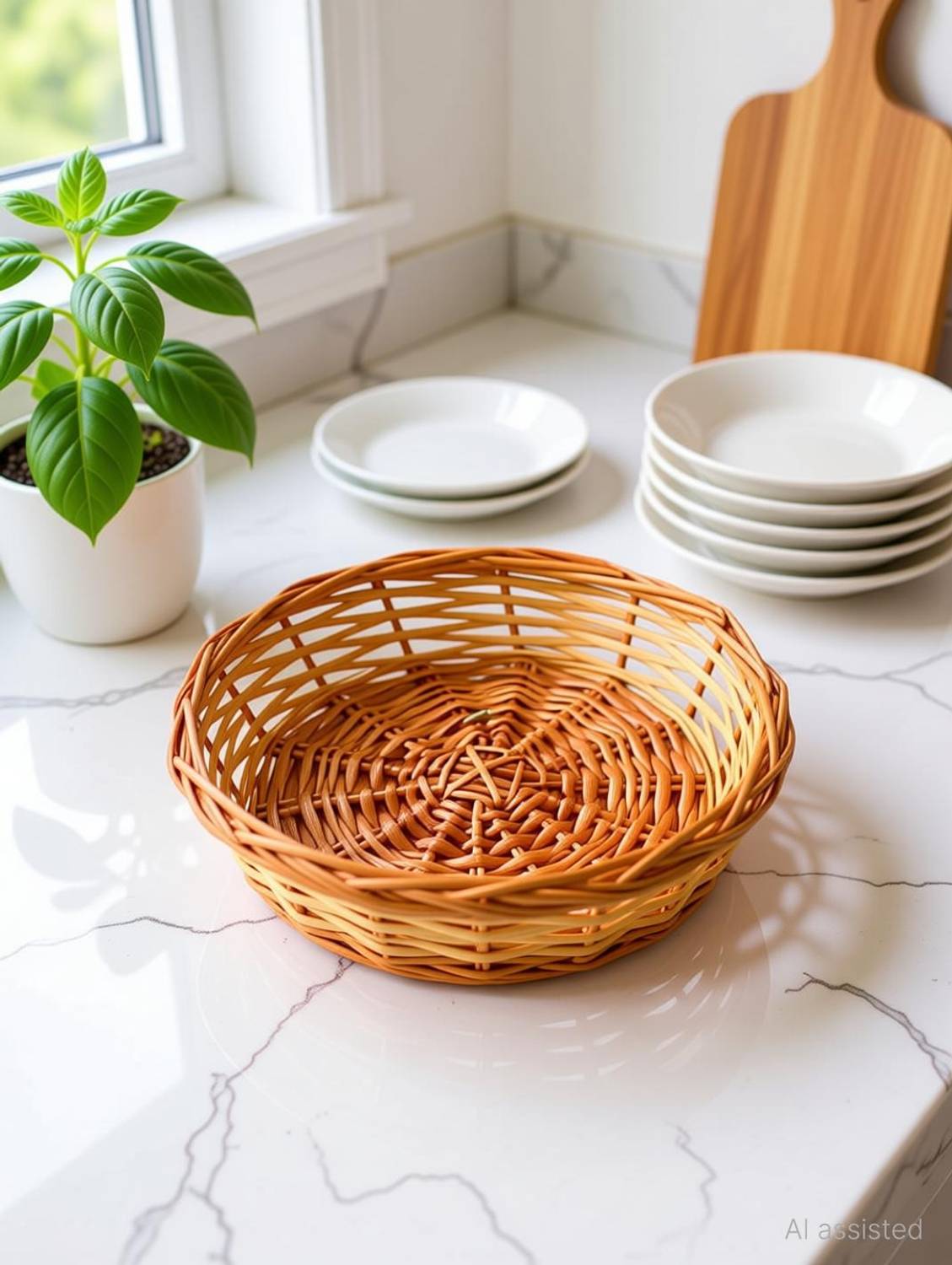 Aleena creations Bamboo Round Basket For Roti Dry fruit chocolate Packing Basket Multipurpose Storage Basket