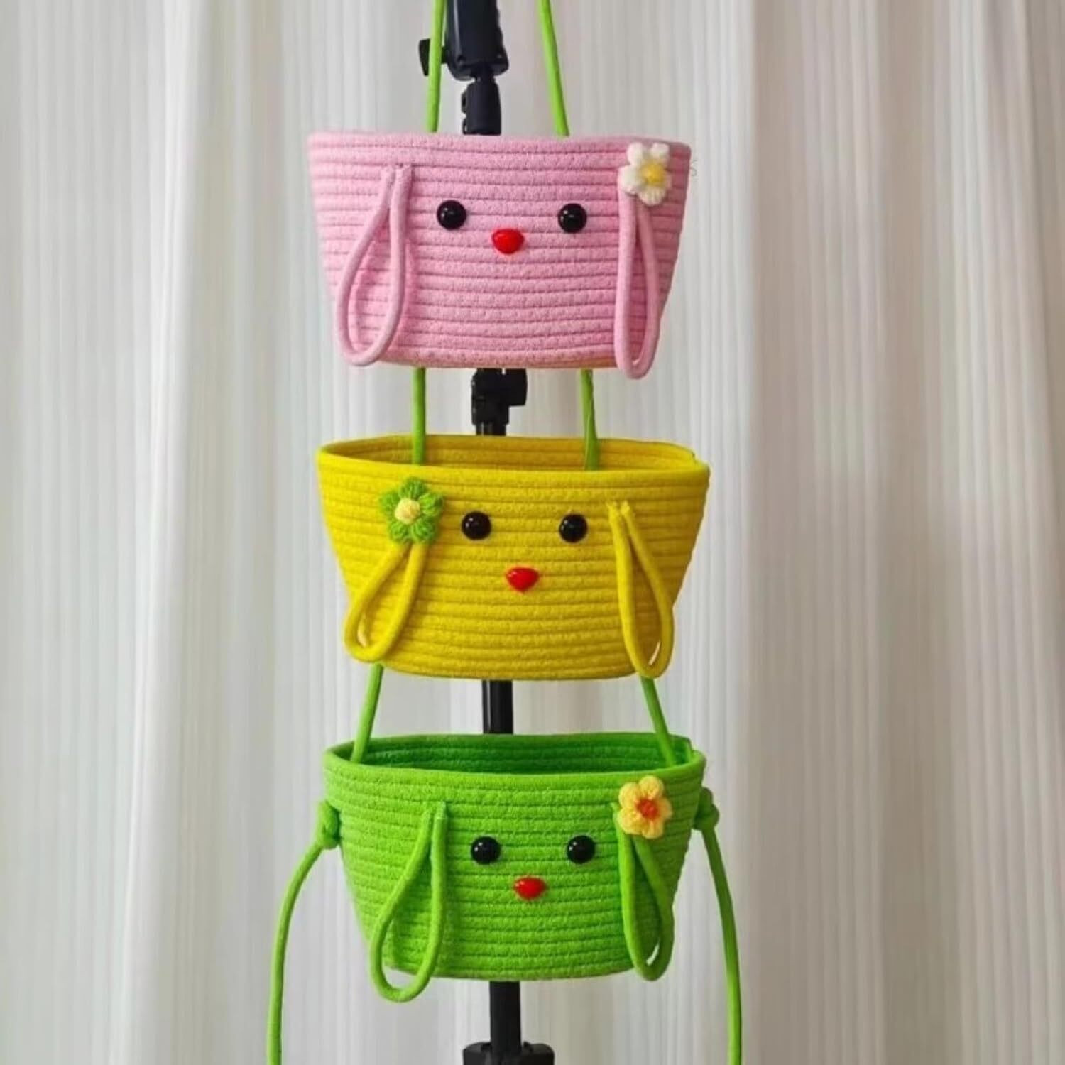 Image of Chiku Enterprises Cotton Adorable Face Hanging Storage Basket for Home Storage and Decor(Size 7*3*5inch) Storage Basket