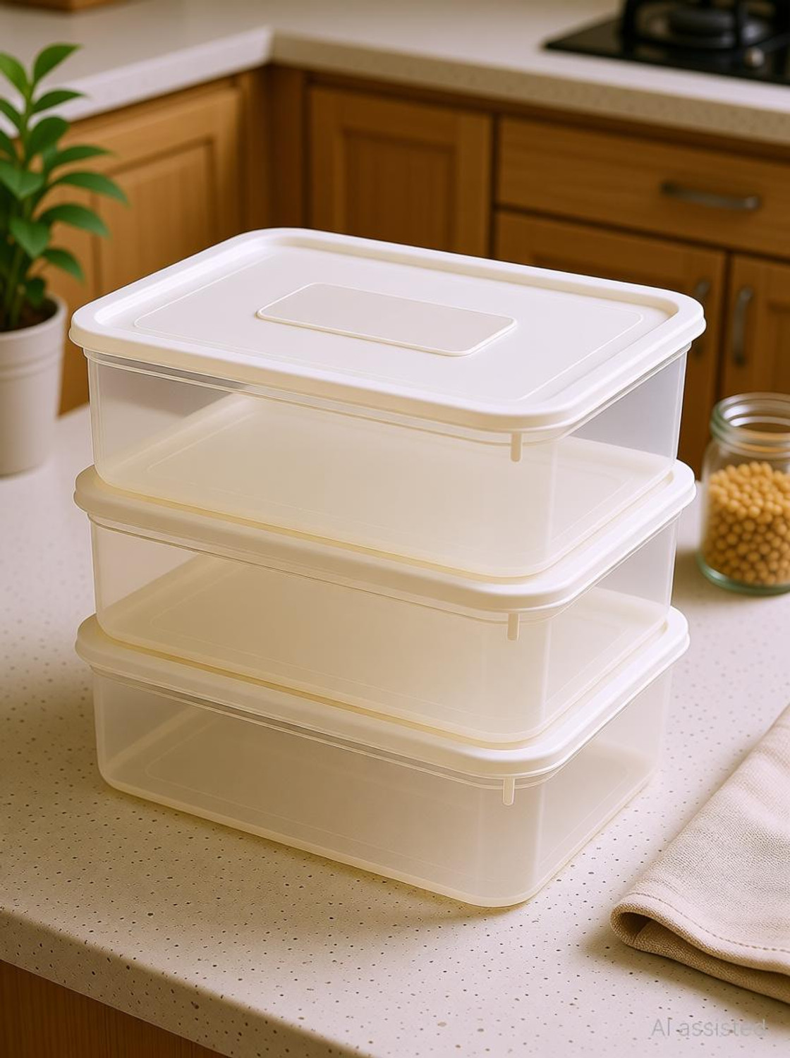 Image of Craftbin Plastic Multipurpose Storage Basket with Lid, Kitchen Storage Basket, Organizer Boxes Storage Basket
