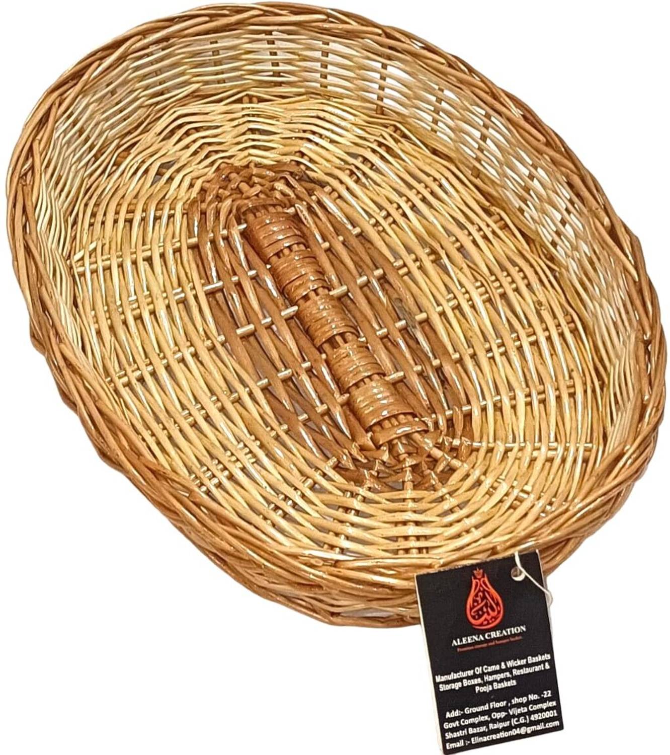 Aleena creations Bamboo Oval Shape Basket Hamper/Flower/Chocolate/Bread/Pooja/Fruits Basket, 13x9 in, Storage Basket