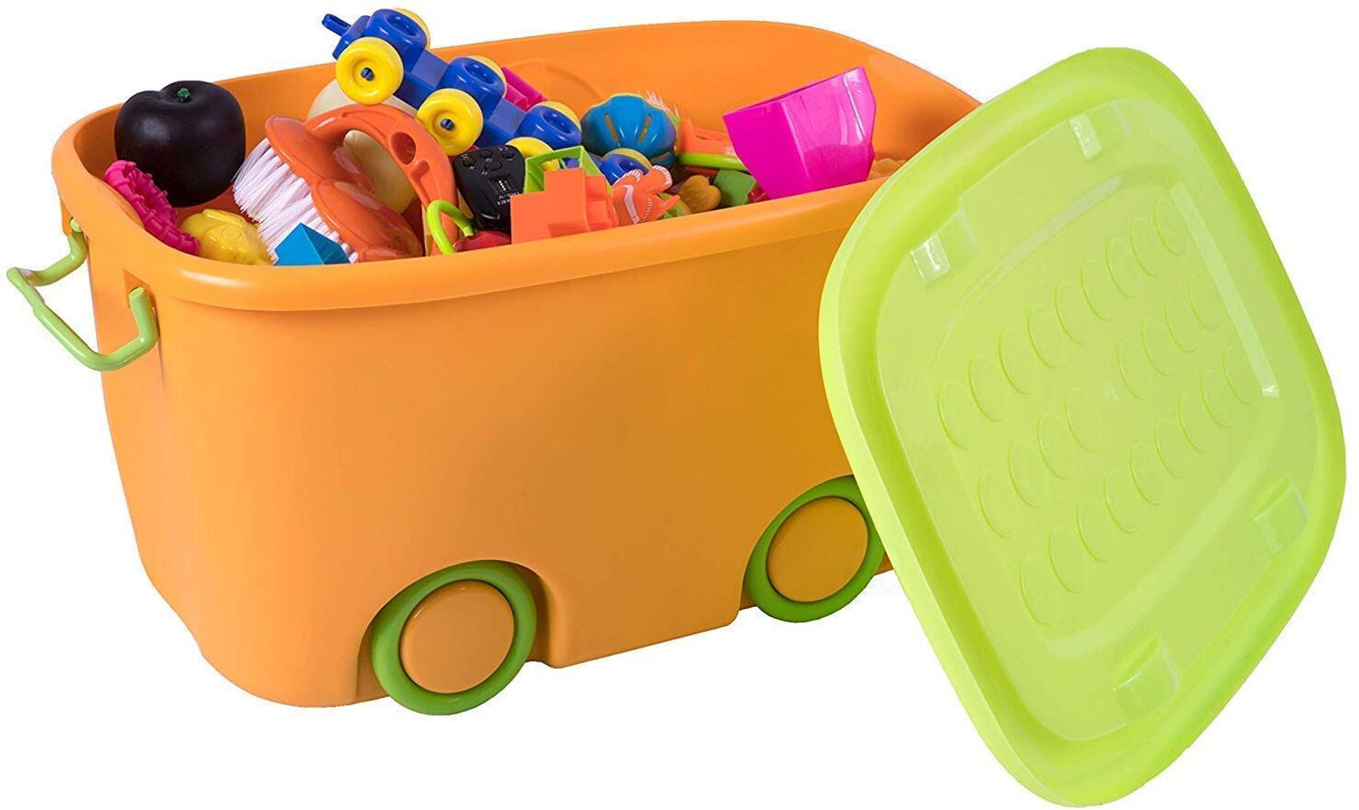 Image of Ginoya Brothers Plastic Children's Toy Storage Box With Lid,Handle And Wheels Large-Capacity Storage Basket