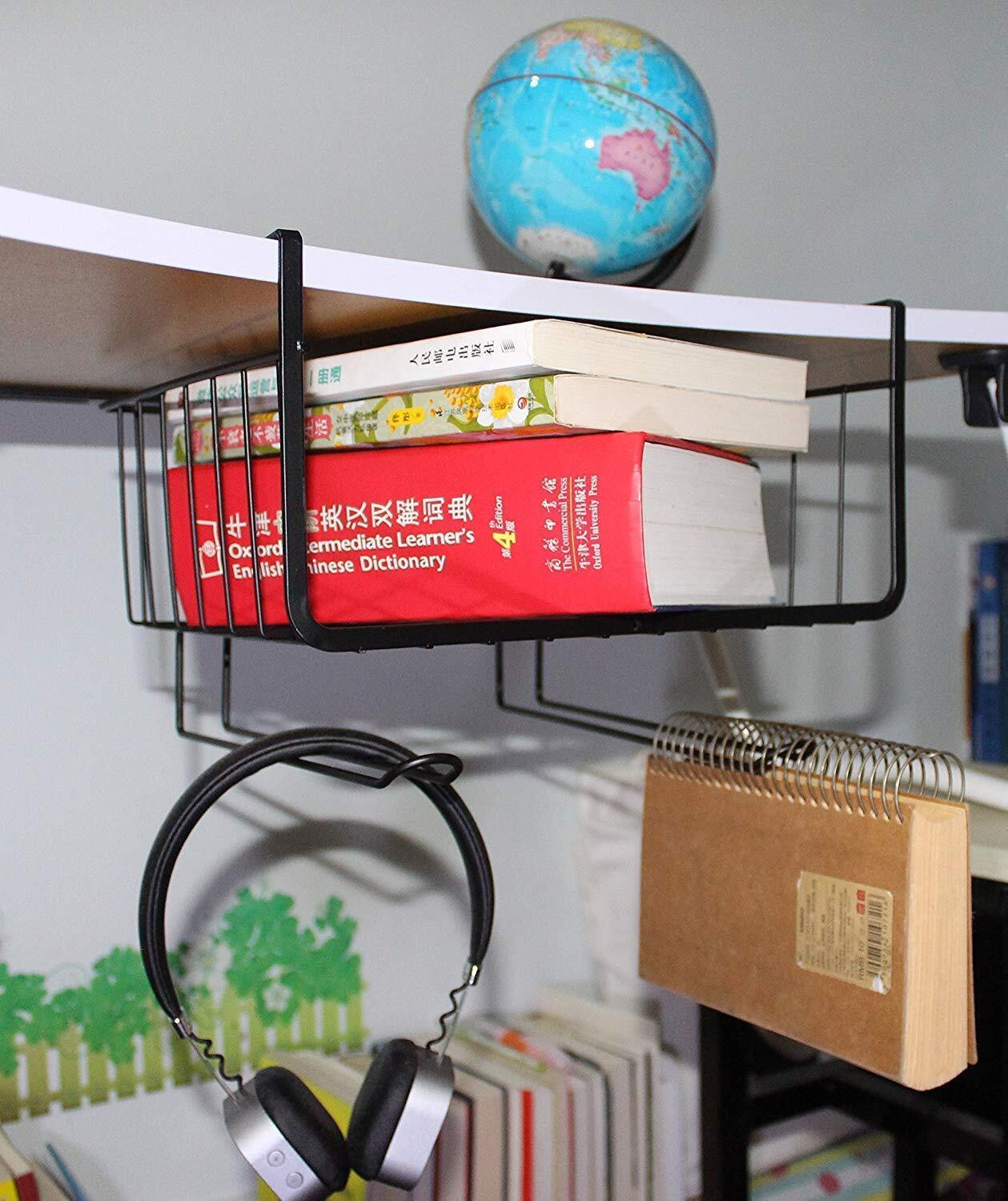 Image of moreyaji Containers Kitchen Rack Steel Under Shelf Organizer Basket for Kitchen Steel Wall Shelf