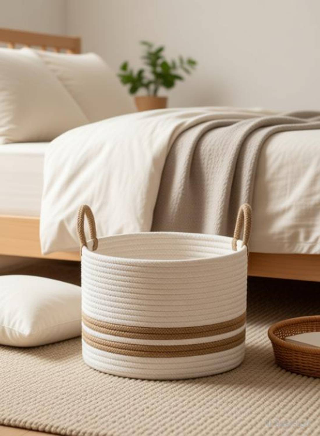 Adorn Cotton, Jute Storage Basket