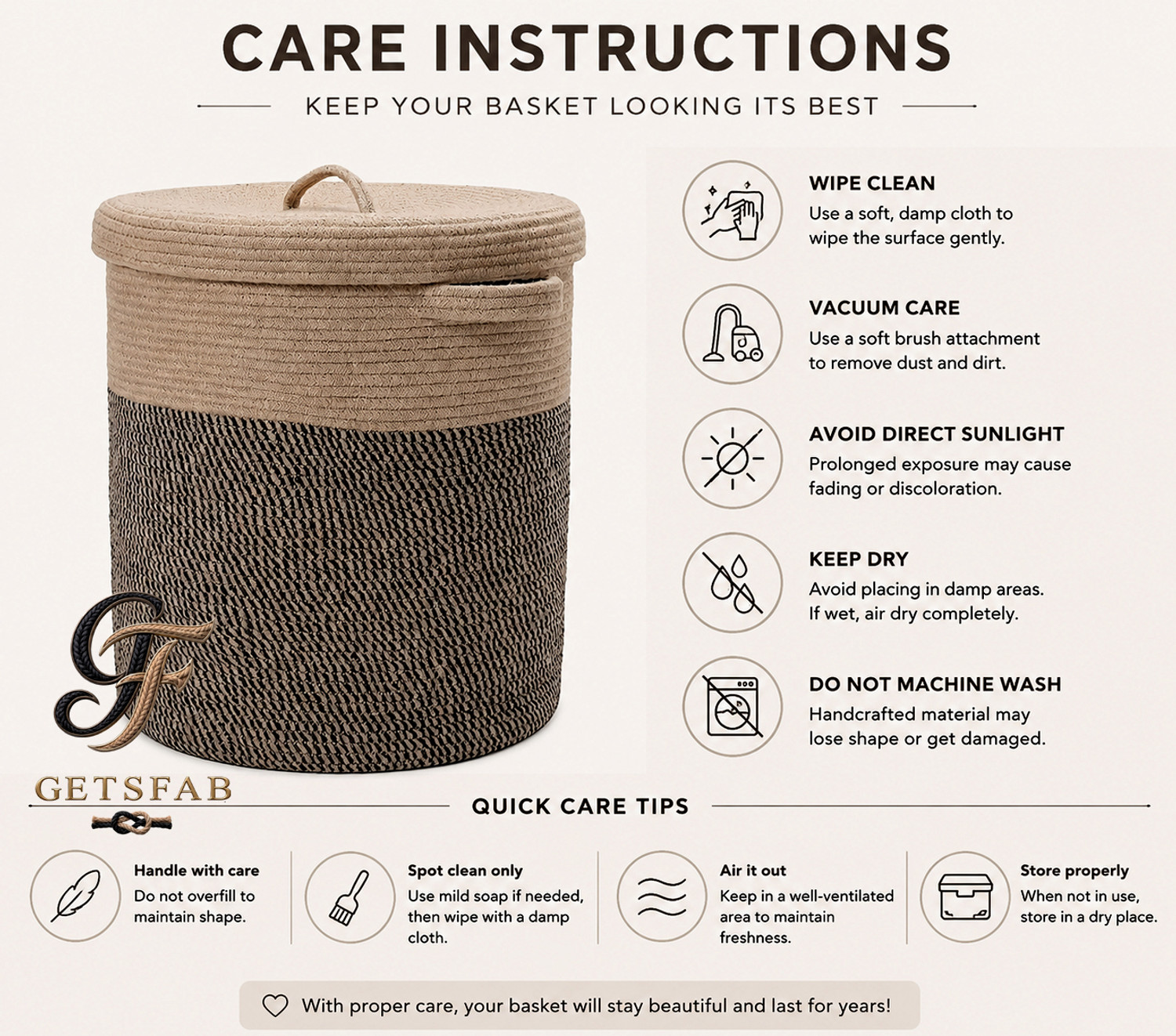Image of ApnaCartStore Cotton, Jute Round Storage Basket with Lid Multi-Purpose Organizer Storage Basket