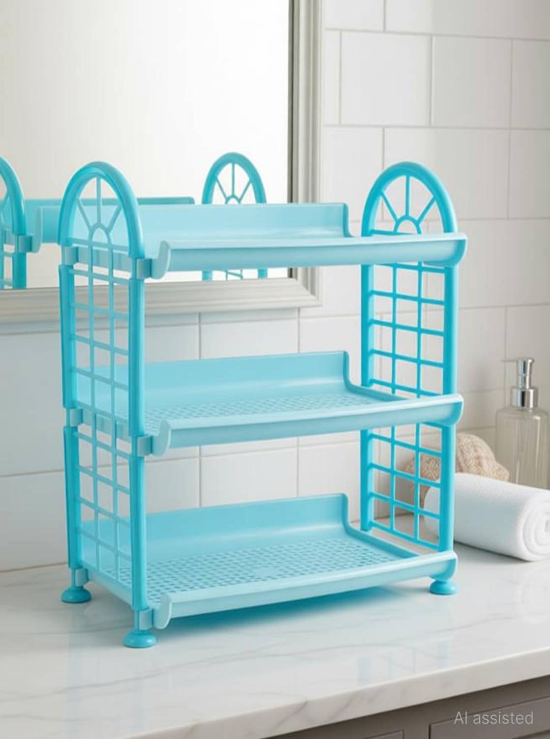 3D METRO SUPER STORE Plastic 3 Layer Plastic Rack Storage Basket Multipurpose Kitchen Storage Organizer Storage Basket