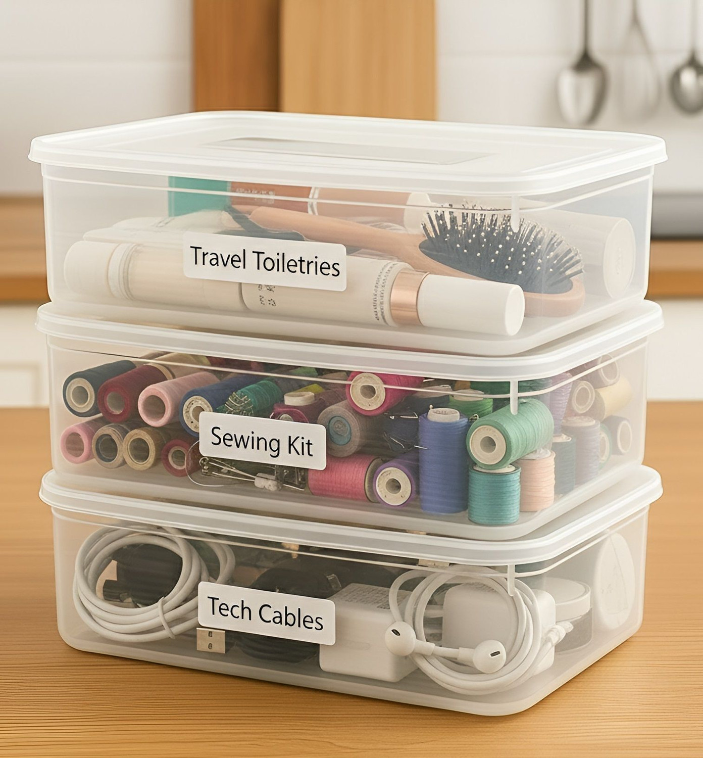 Image of Craftbin Plastic Multipurpose Storage Basket with Lid, Kitchen Storage Basket, Organizer Boxes Storage Basket
