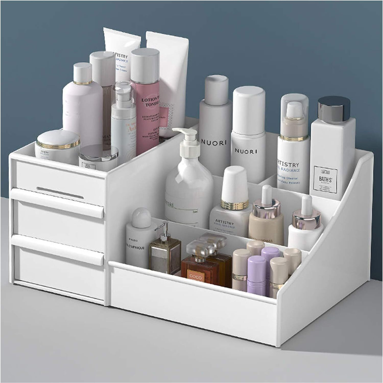 Image of Metrolife Makeup Desk Cosmetic Box Organizer with Drawers for Dressing Table Storage Box