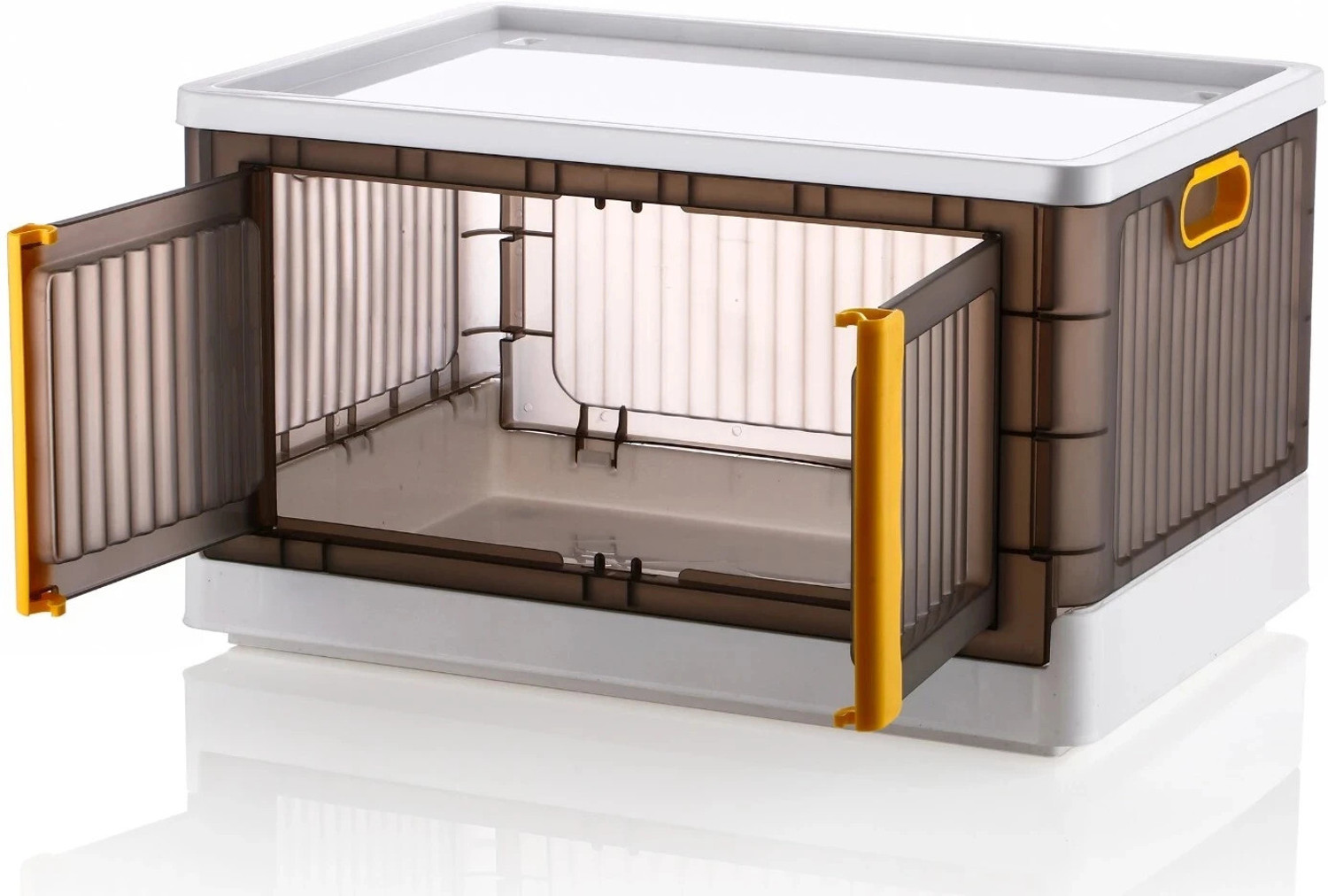Image of Aalok 4 LAYER Folding Storage Box |Top Lid Open and Wheels ,Stackable ,Organizers Plastic Free Standing Cabinet