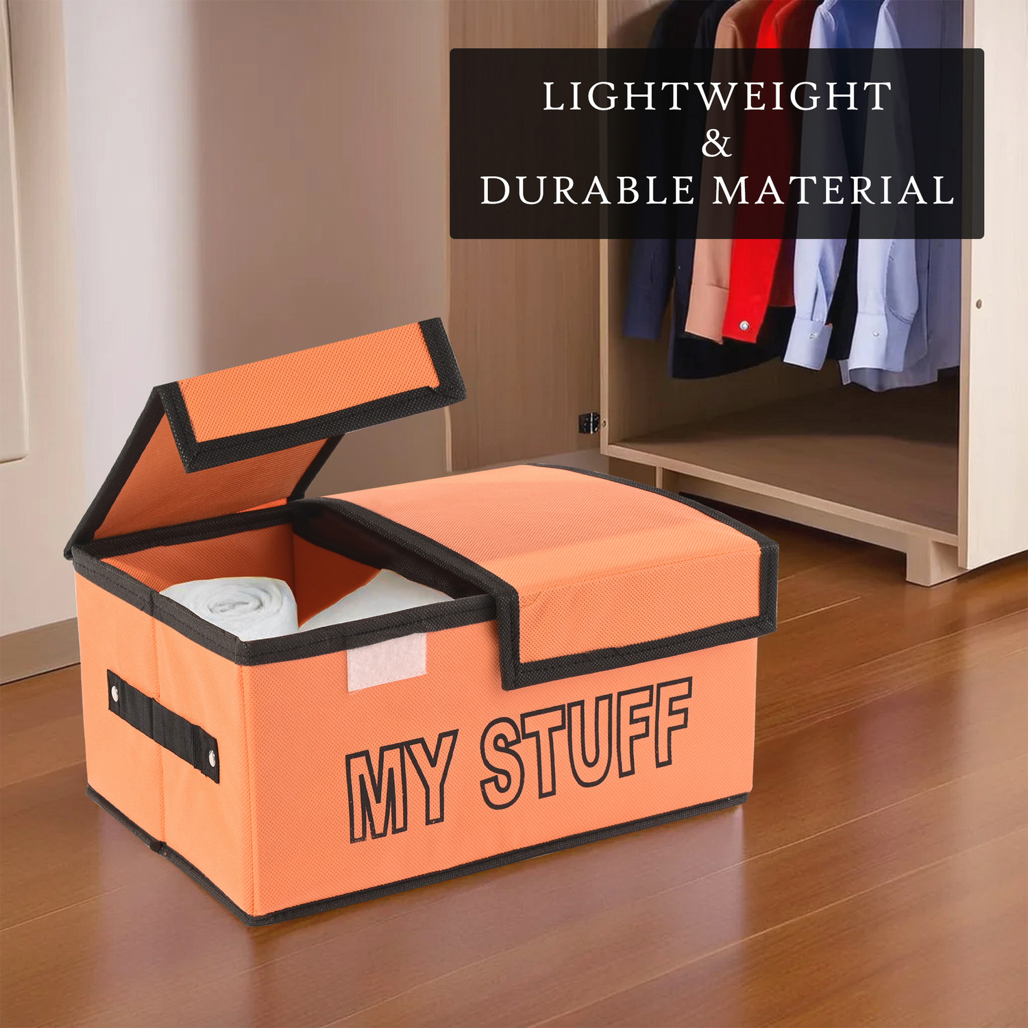 Image of KUBER INDUSTRIES Double Lid Large 2 Compartments Wardrobe Organizer Storage Box
