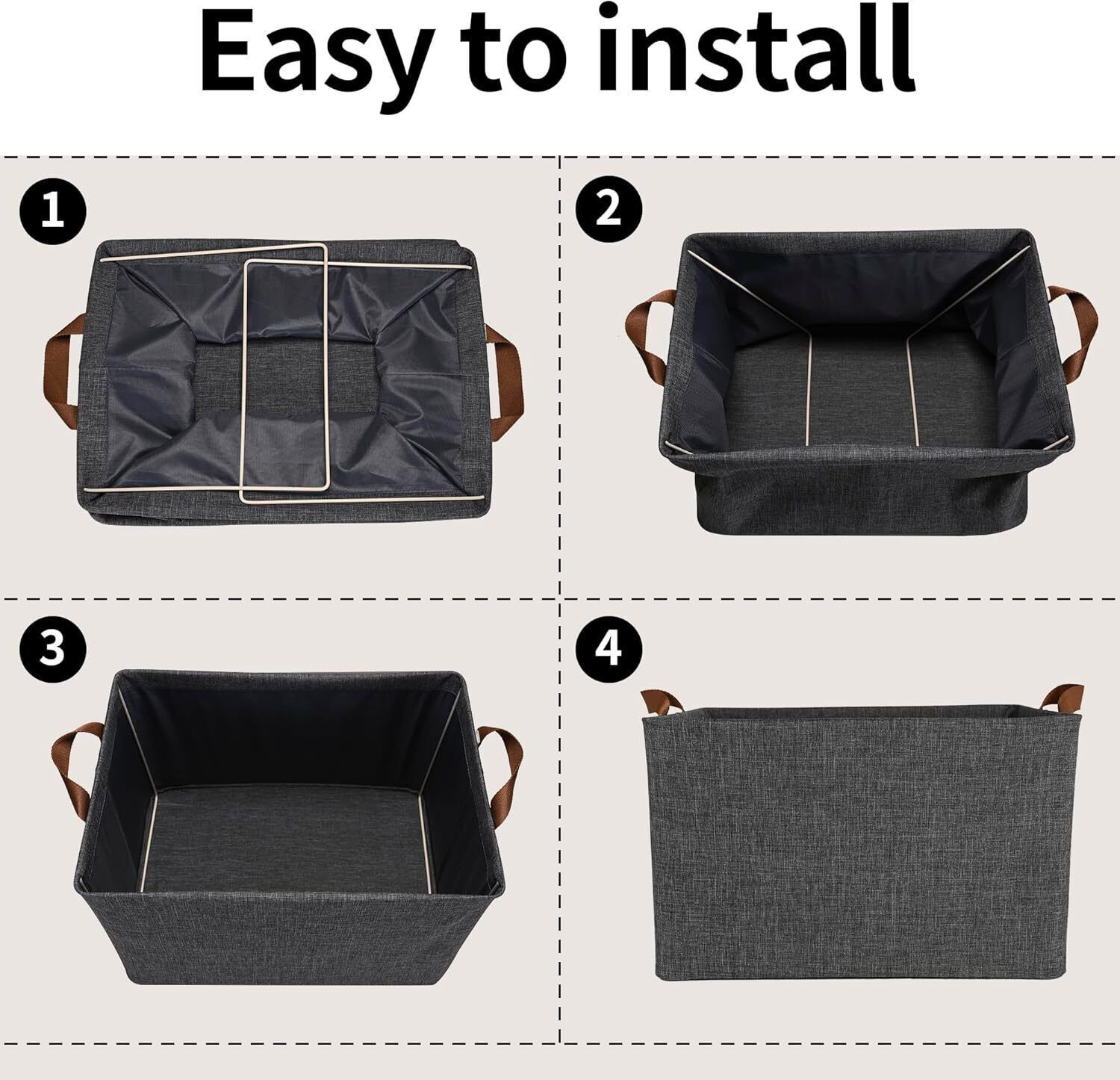 Image of VENDIFY Storage Box For Clothes 26L PACK OF 5 Metal Frame Wardrobe Organizer for Clothes Storage Box