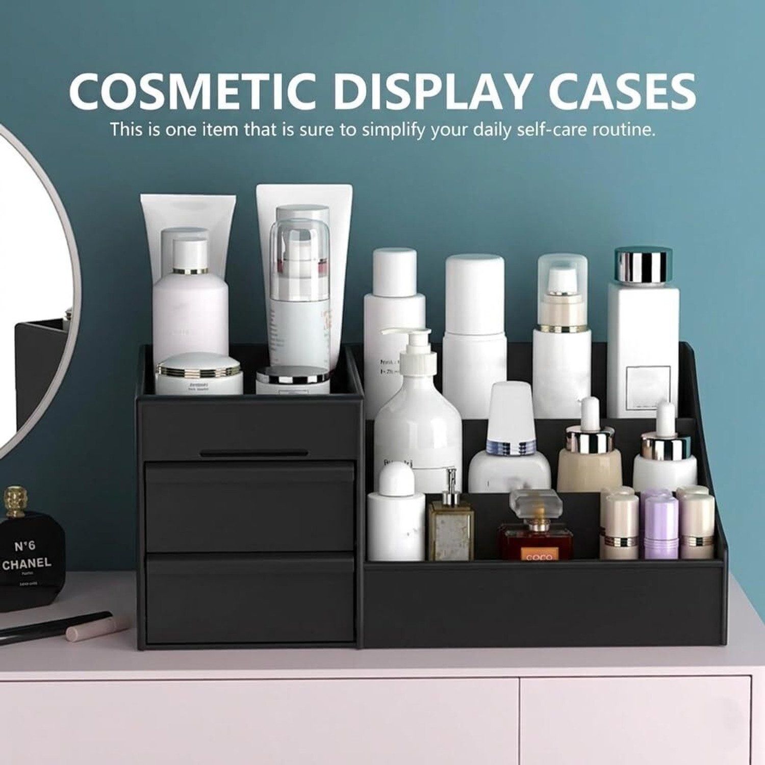 Image of PROTOWARE Makeup Organizer with Drawers, Vanity Organiser Cosmetics box for Dressing Table Storage Box
