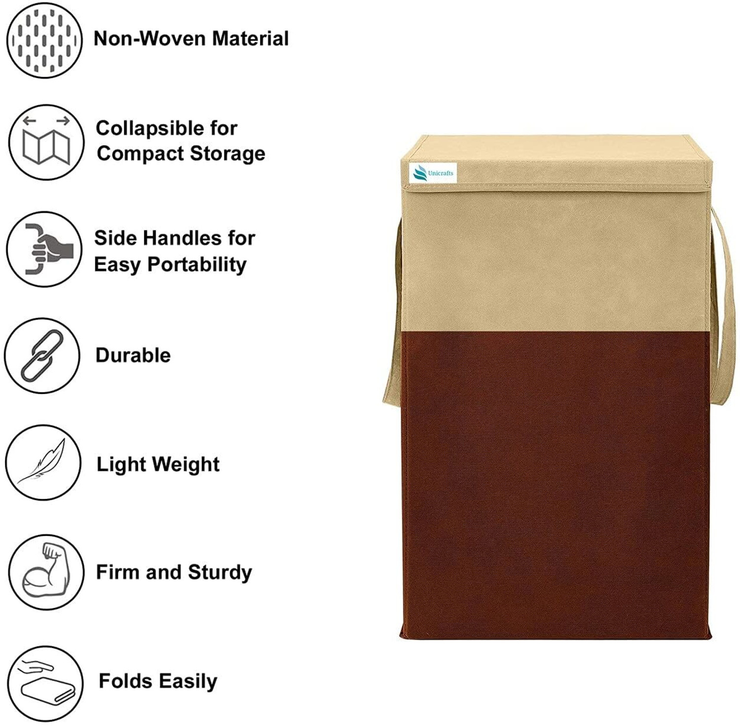 Image of Joshua creations 75 L Beige, Brown Laundry Basket
