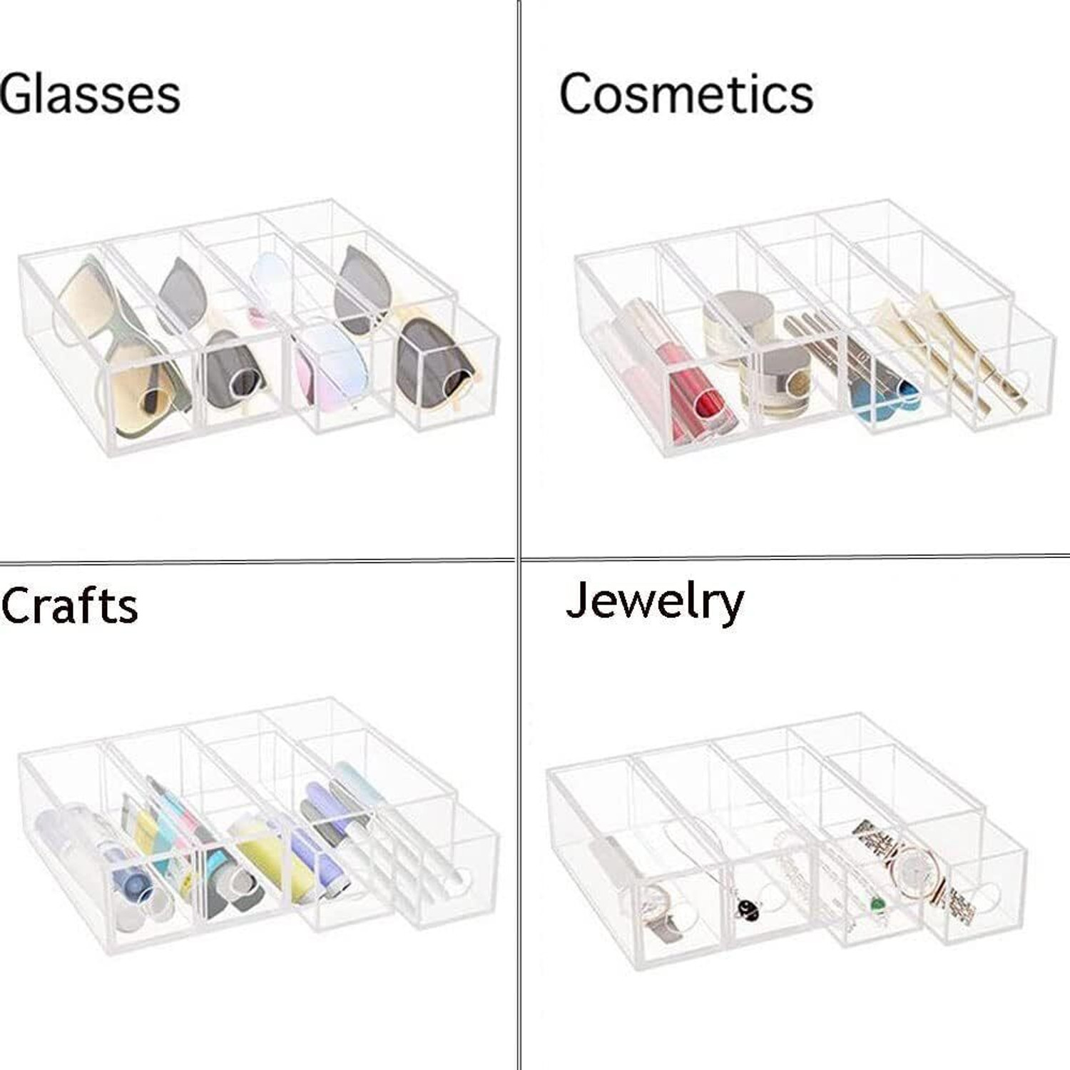 Image of Kienlix Acrylic Sunglasses Organizer with 4 Lid Drawer Organizer Storage Box