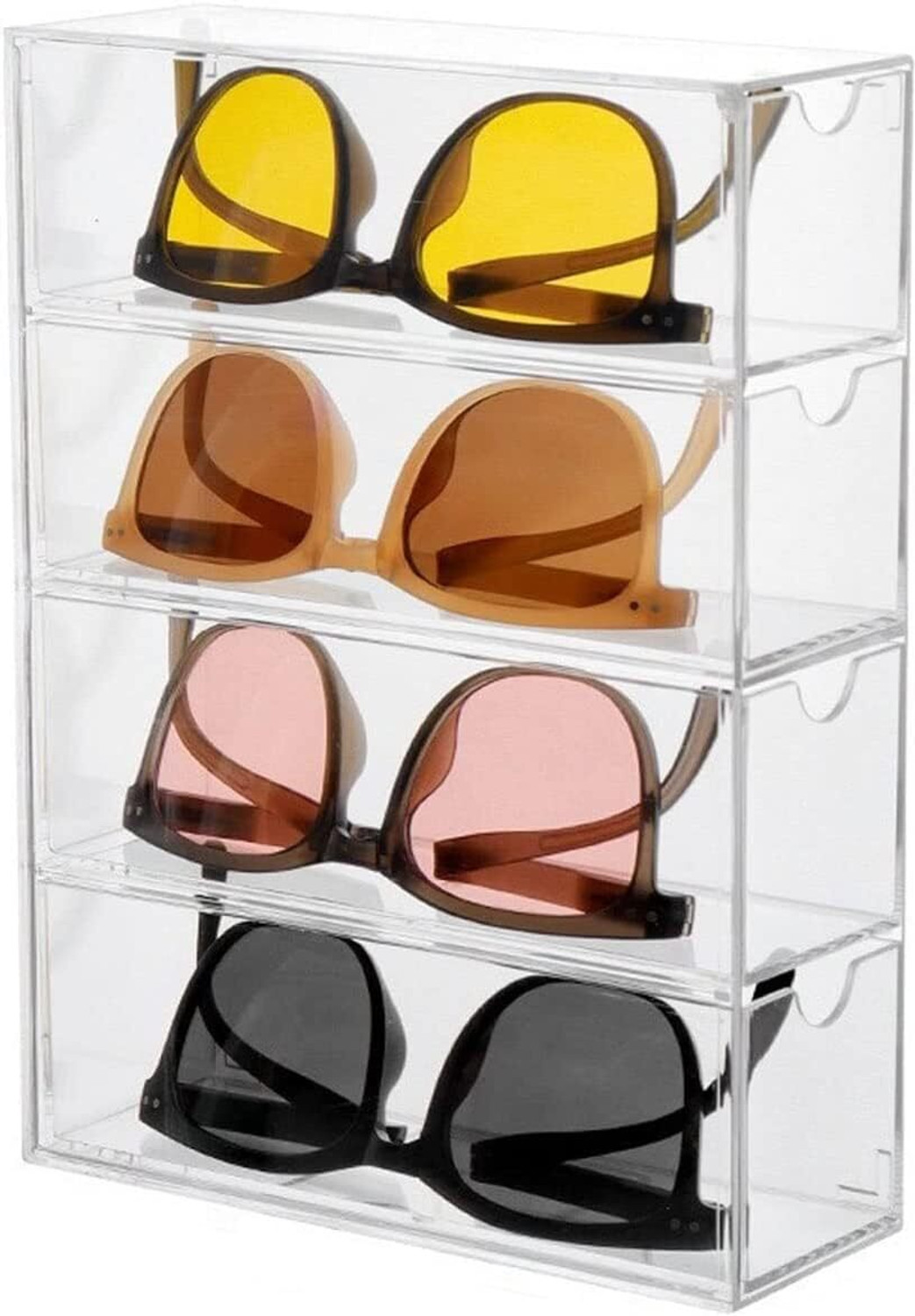 Image of Kienlix Acrylic Sunglasses Organizer with 4 Lid Drawer Organizer Storage Box