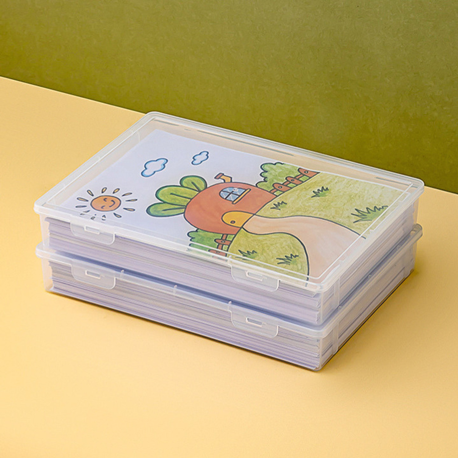 Image of DOMVIQUE A4 Size Storage Box | Durable Plastic Document Organizer Box with Lid Storage Box