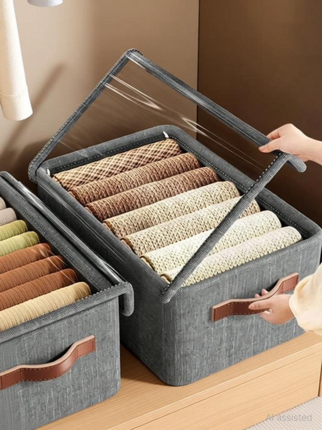 Image of INJOFASH Storage Box for Clothes Foldable Cupboard Organizer for Clothes Storage Box