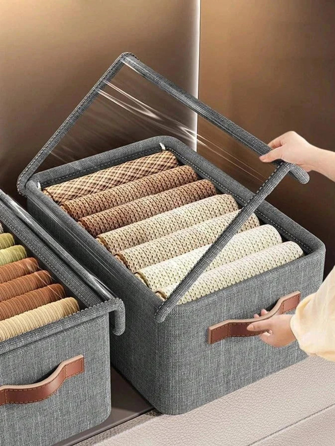 Image of INJOFASH Storage Box for Clothes Foldable Cupboard Organizer for Clothes Storage Box