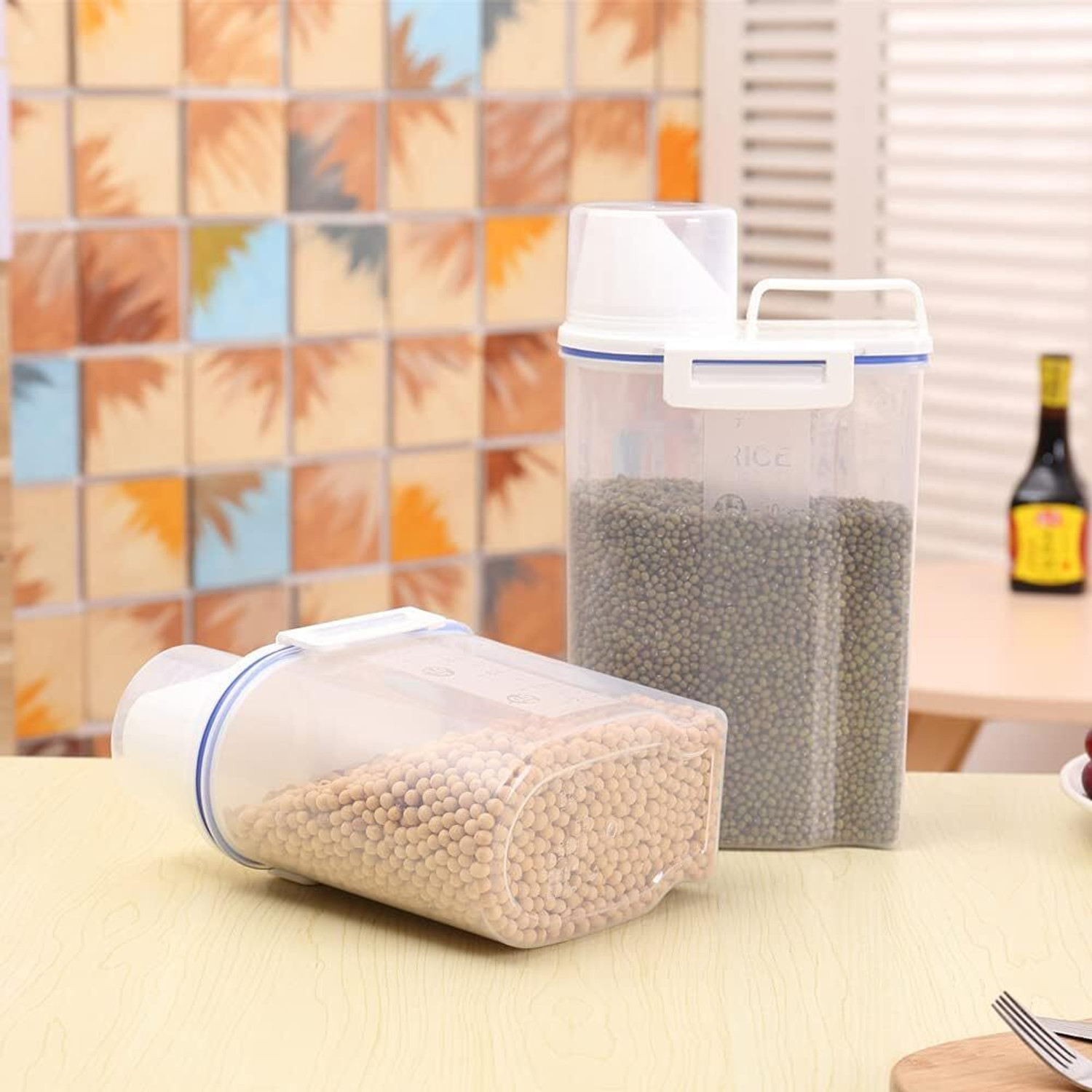 Image of Calldrishe Plastic Cereal Dispenser - 2000 ml (Transparent)