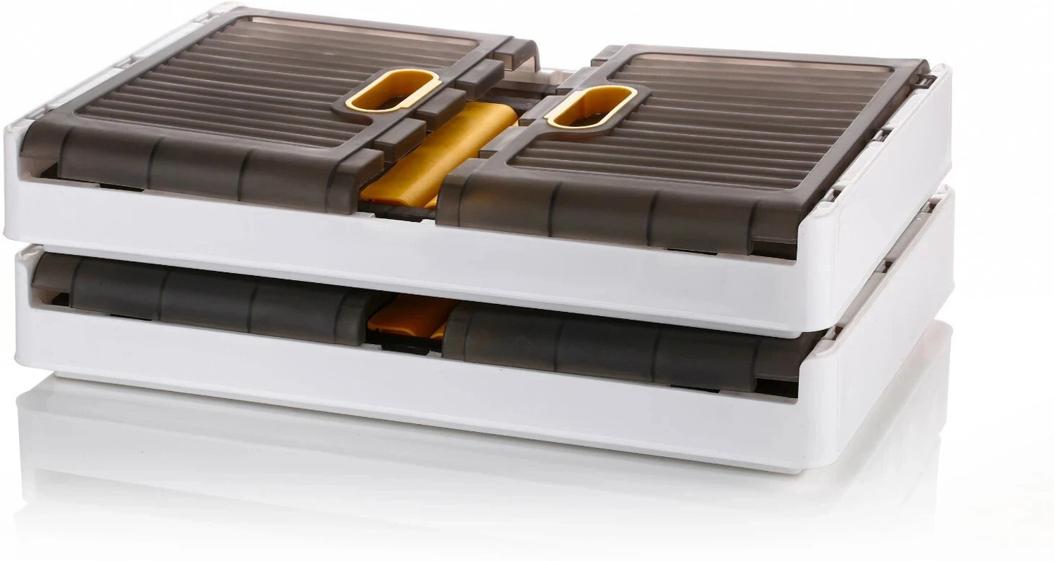 Image of Aalok 4 LAYER Folding Storage Box |Top Lid Open and Wheels ,Stackable ,Organizers Plastic Free Standing Cabinet