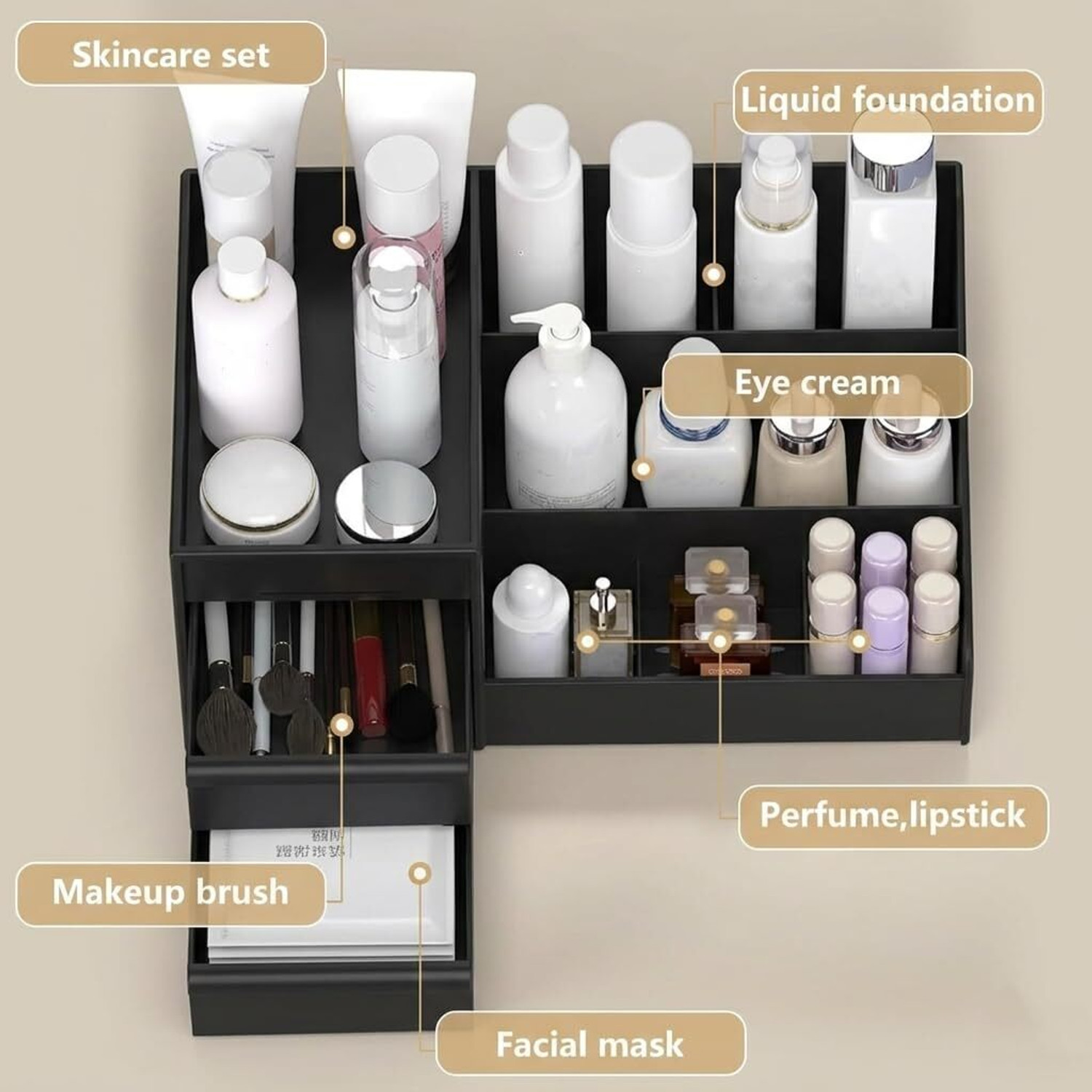 Image of PROTOWARE Makeup Organizer with Drawers, Vanity Organiser Cosmetics box for Dressing Table Storage Box