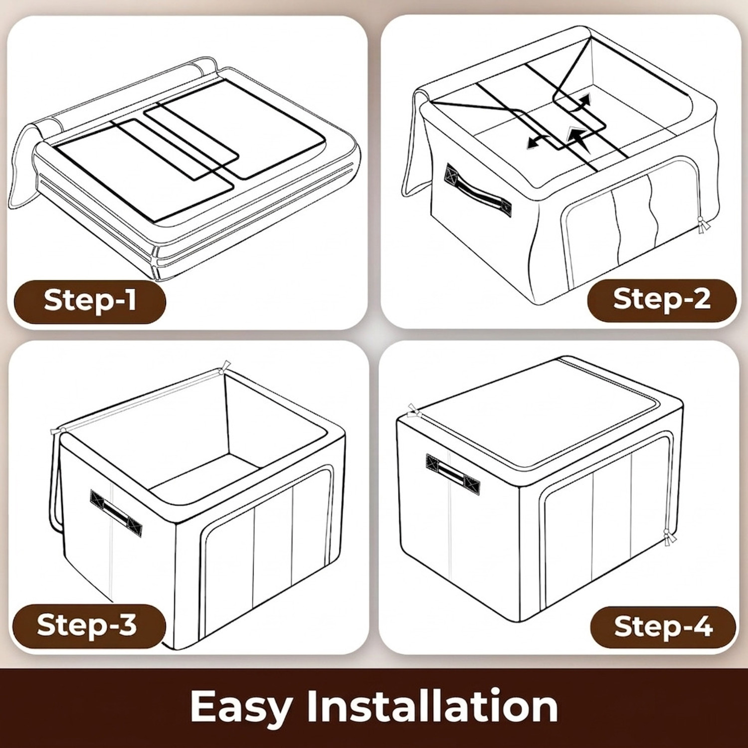 Image of RAIYARAJ Clothes Storage Organizer Bins Containers, Storage Bins Cloth Steel Frame Box Storage Box