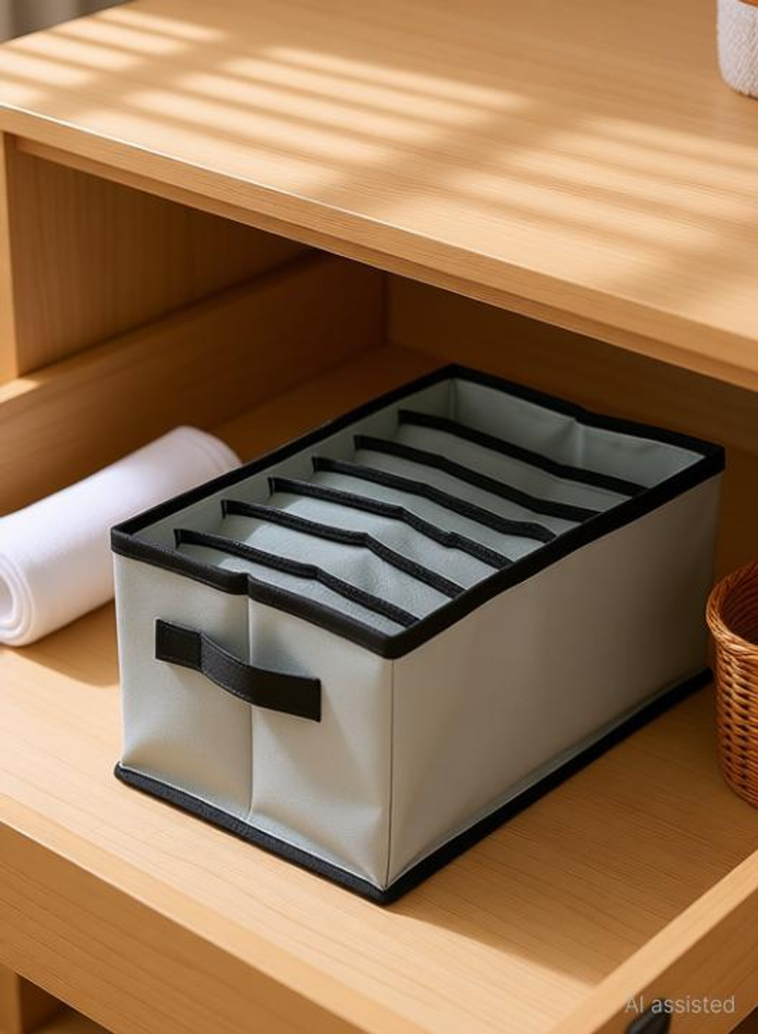 Image of Crownsy 7 Grids Clothes Drawer Organizer Non-Woven Wardrobe for Jeans,Tshirt Storage Box